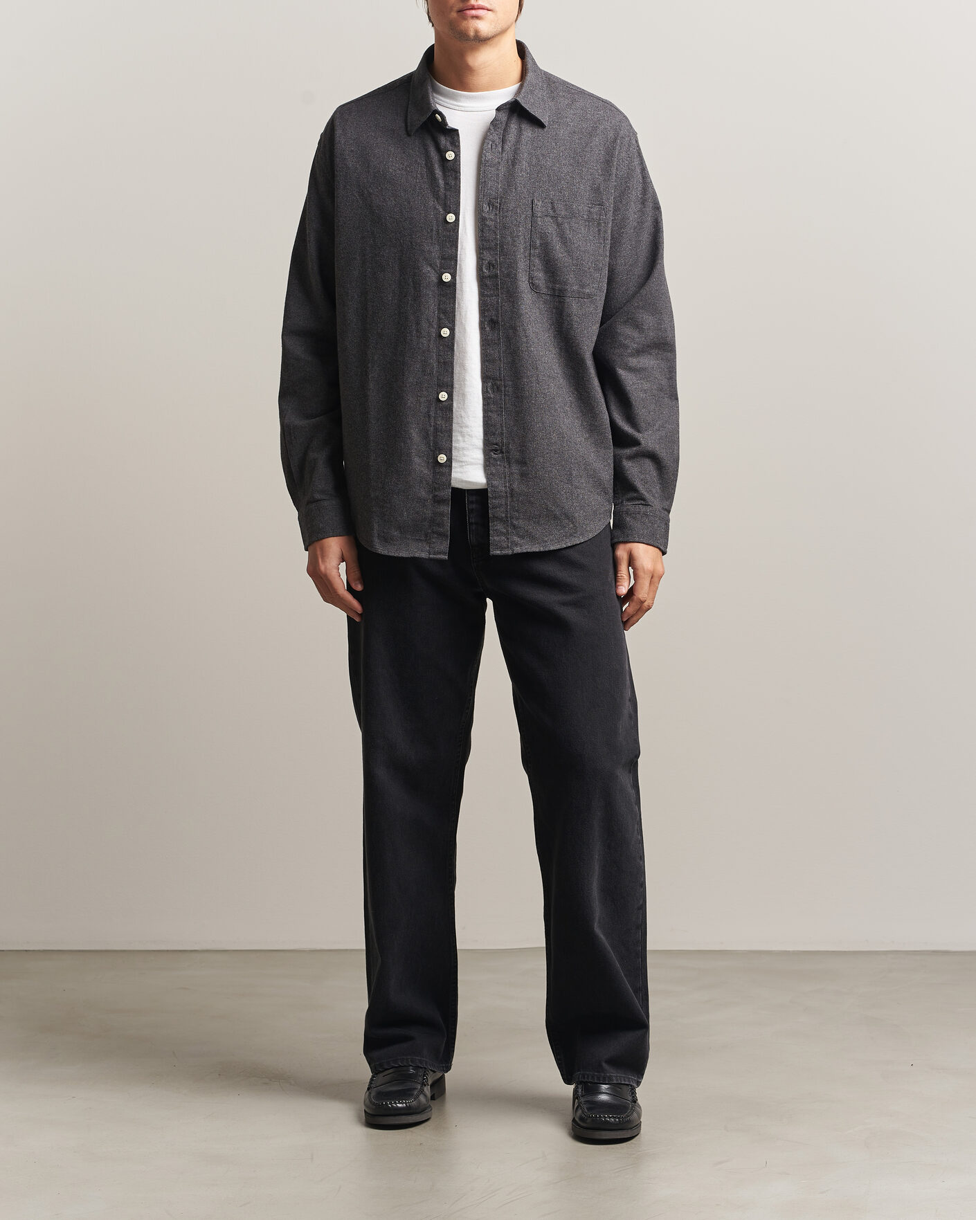 Uomini | Camicie | NN07 | Dino Brushed Flannel Shirt Dark Grey