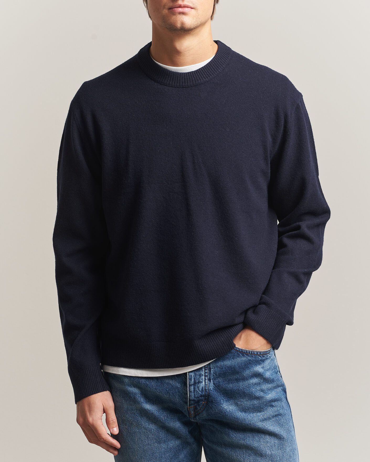 Uomini | Maglieria | NN07 | Raz Lambswool Knitted Sweater Deep Navy