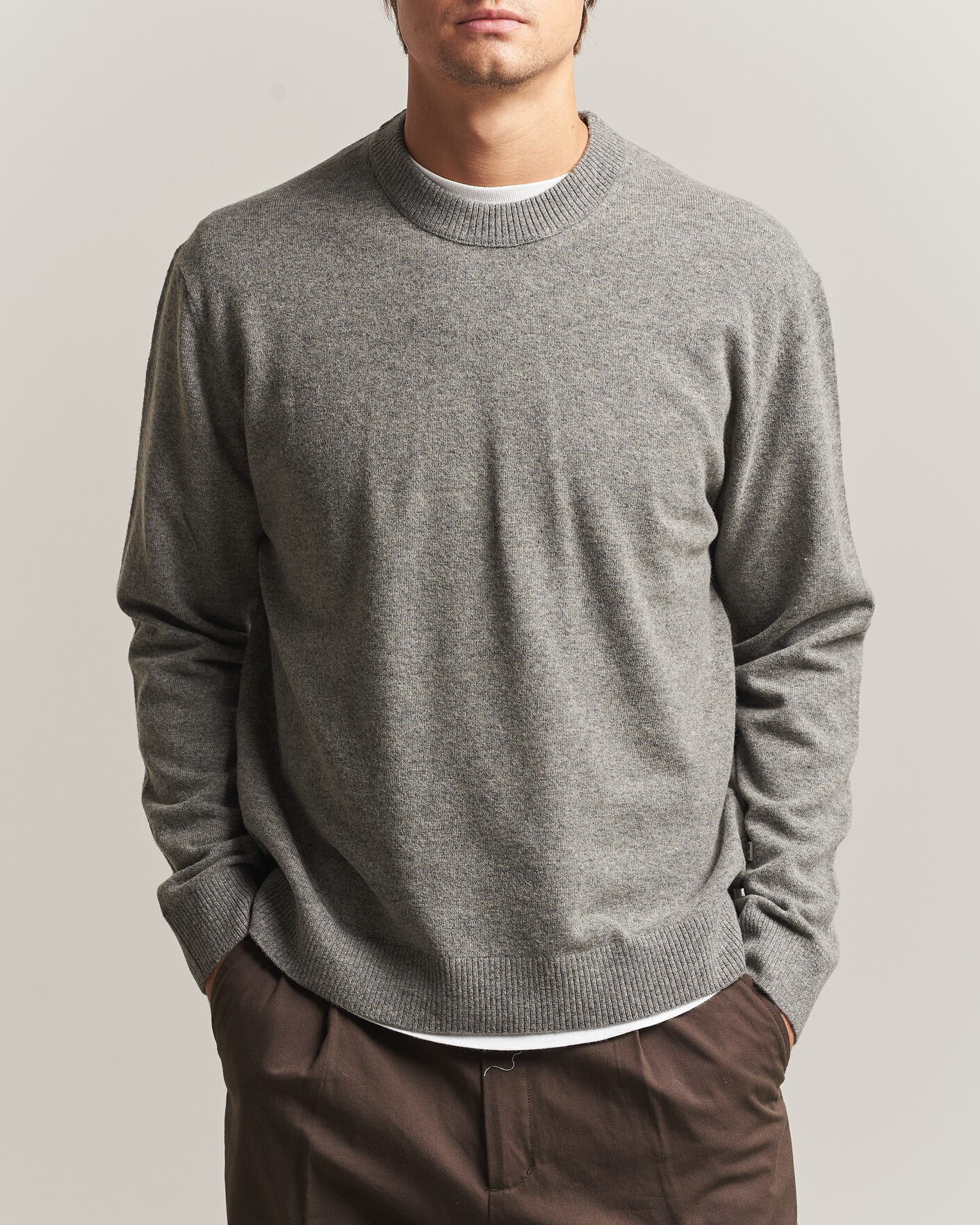 Uomini | Maglieria | NN07 | Raz Lambswool Knitted Sweater Grey Melange