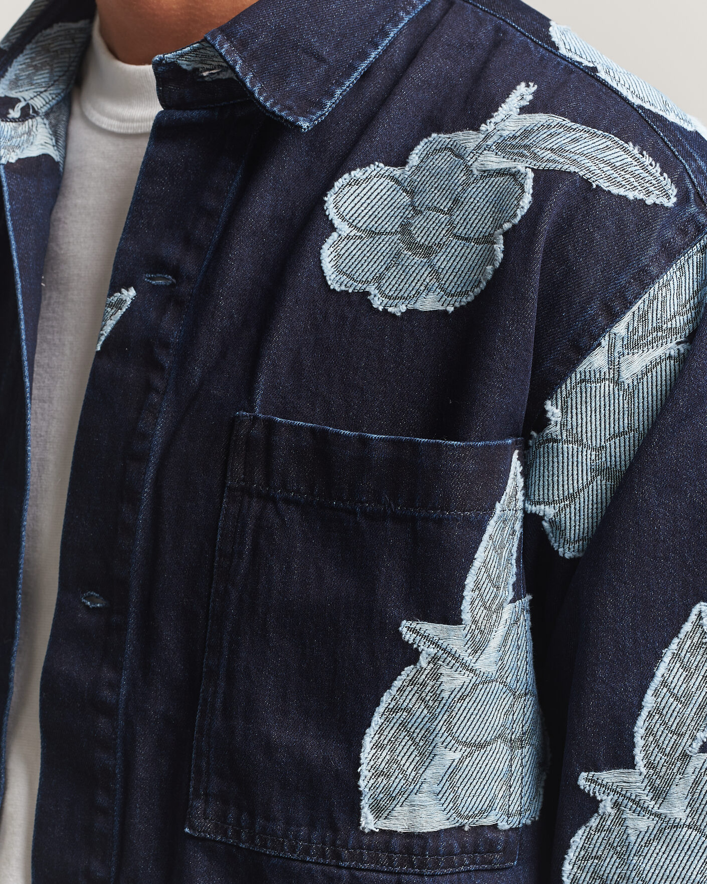 Uomini | Camicie | NN07 | Adwin Fil‑coupé Jacquard Denim Overshirt Dark Blue
