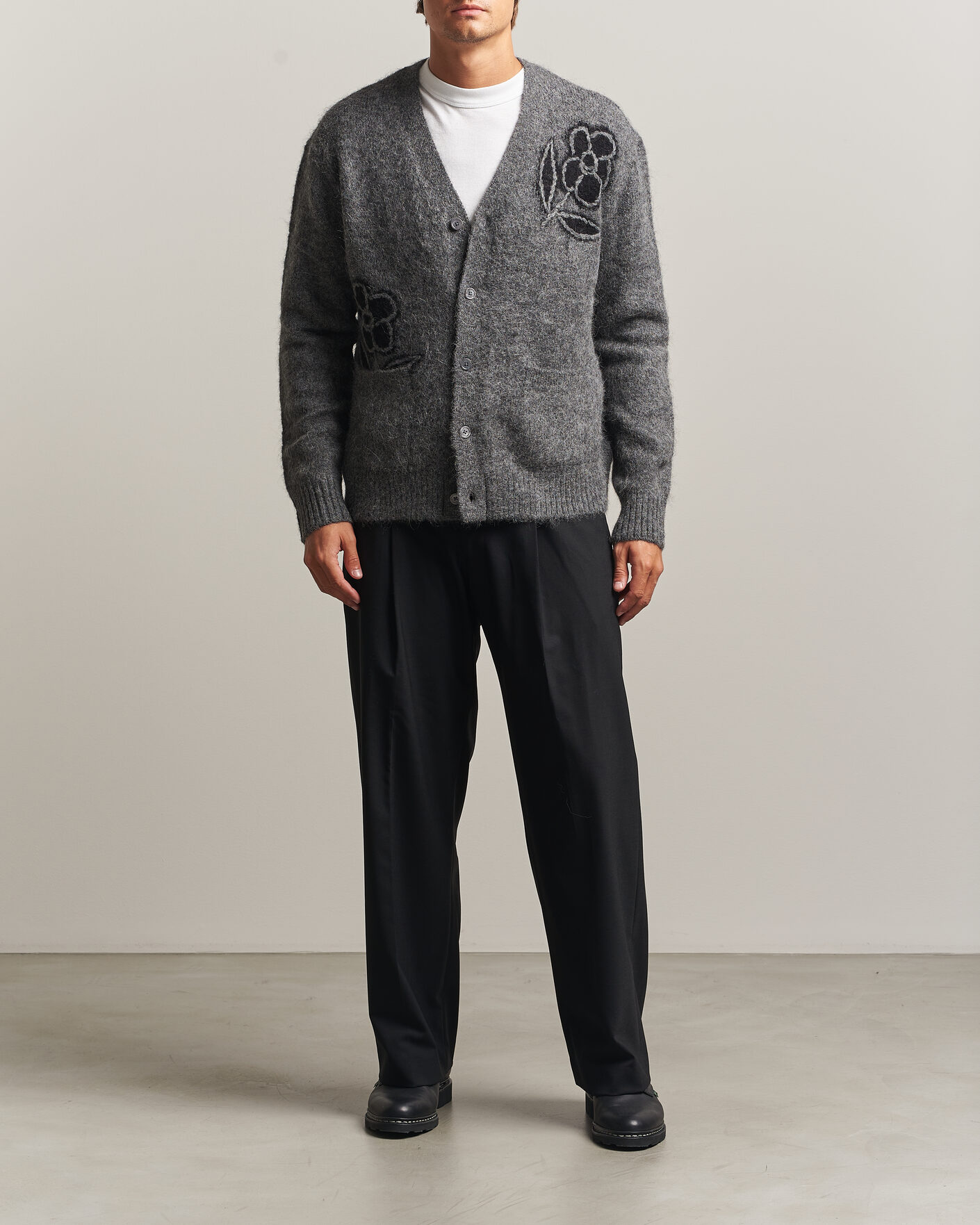Uomini | Maglieria | NN07 | Kyle Alpaca Knitted Cardigan Dark Grey Melange
