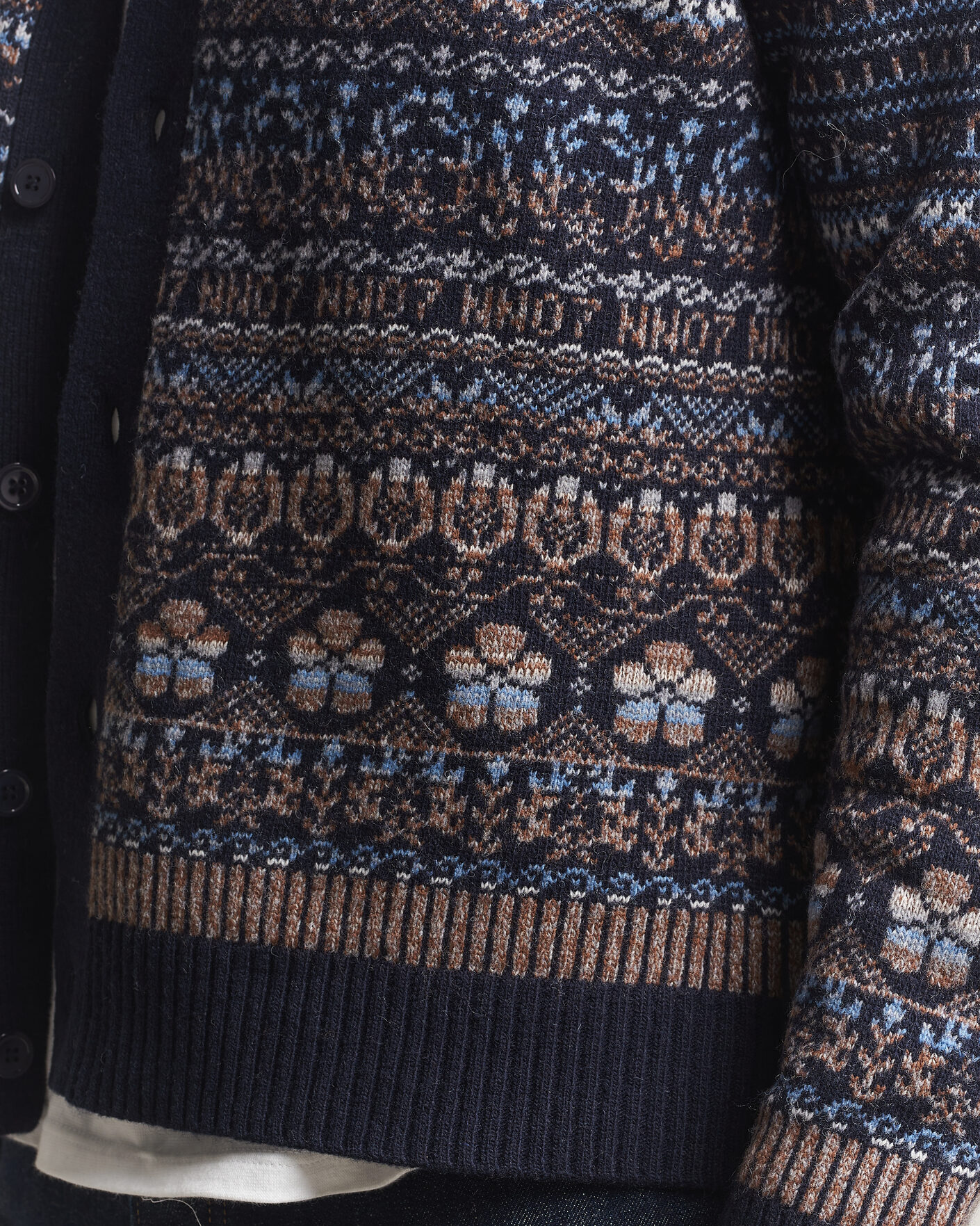 Uomini | Maglieria | NN07 | Tobias Fairisle Wool Knitted Cardigan Navy Blue