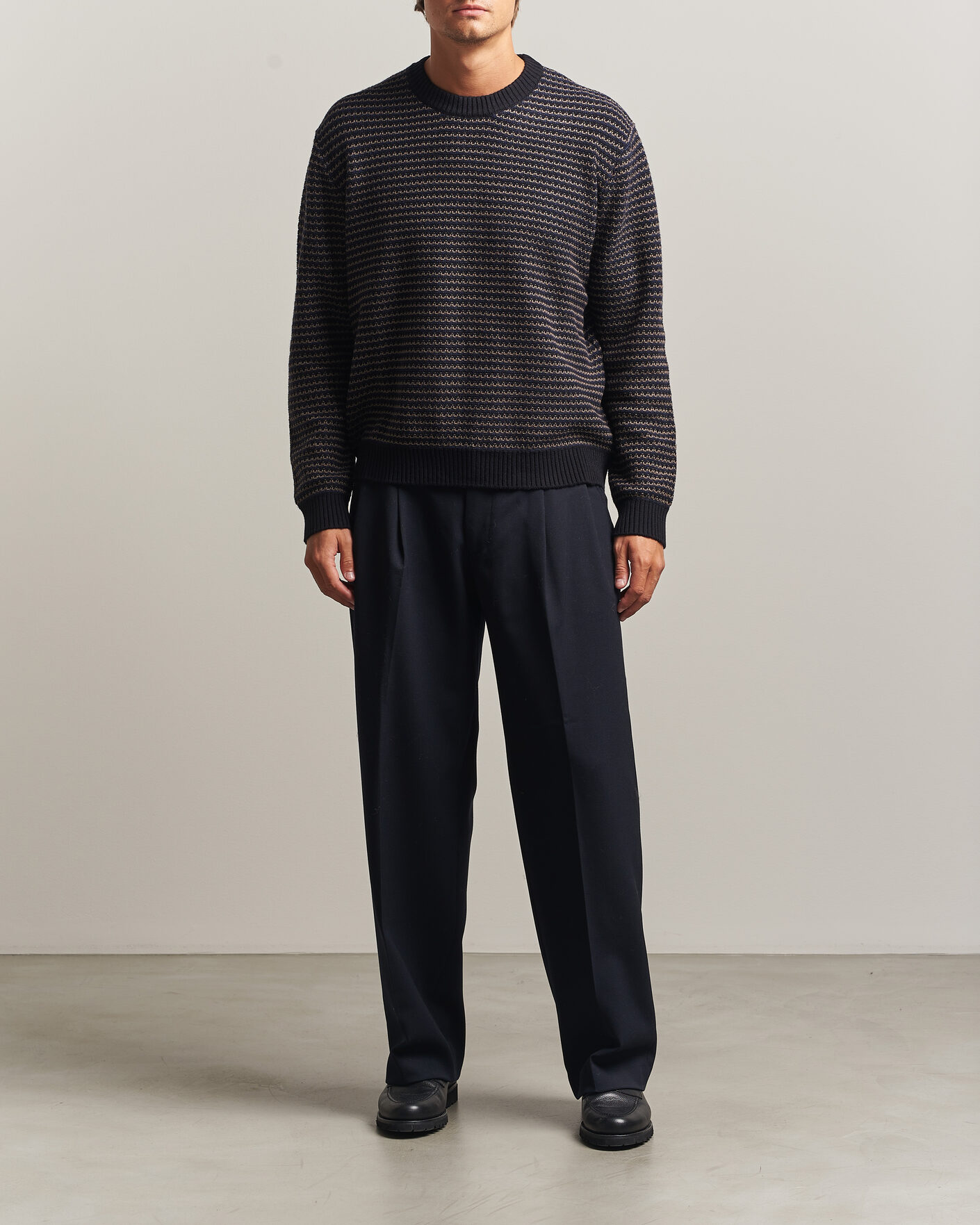 Uomini | Maglieria | NN07 | Russell Cotton/Wool Structured Sweater Navy Blue