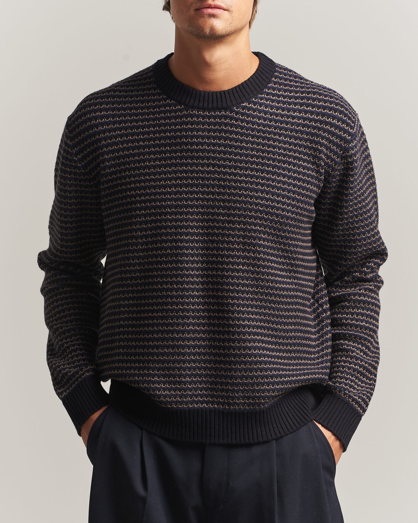 Uomini | Maglieria | NN07 | Russell Cotton/Wool Structured Sweater Navy Blue