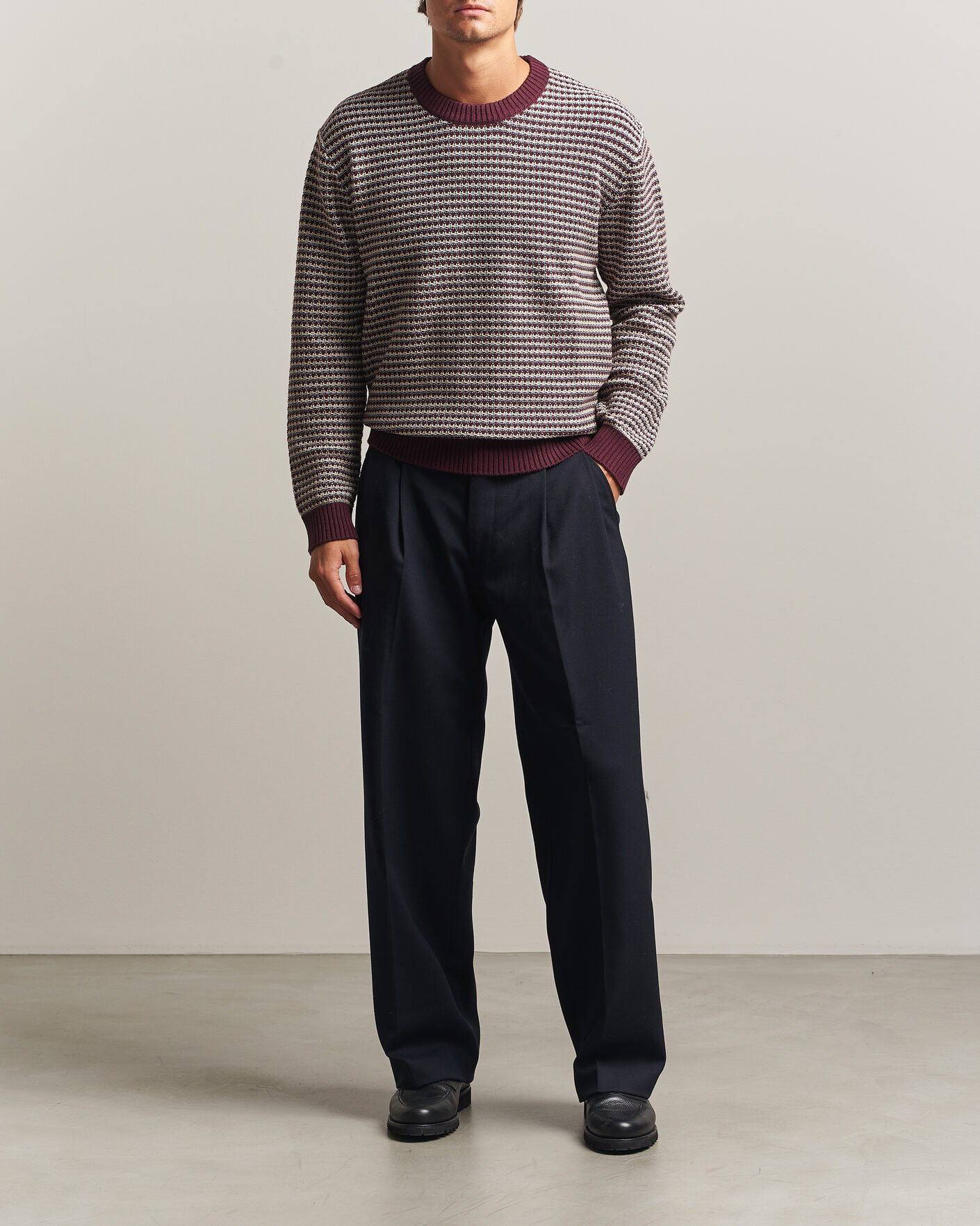 Uomini | Maglieria | NN07 | Russell Cotton/Wool Structured Sweater Winetasting
