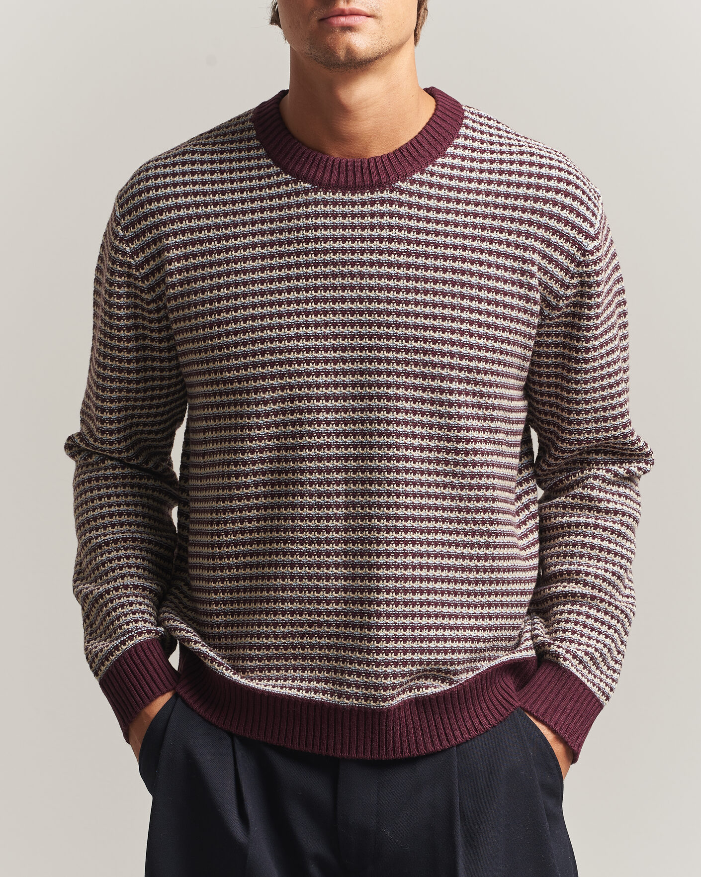 Uomini | Maglieria | NN07 | Russell Cotton/Wool Structured Sweater Winetasting