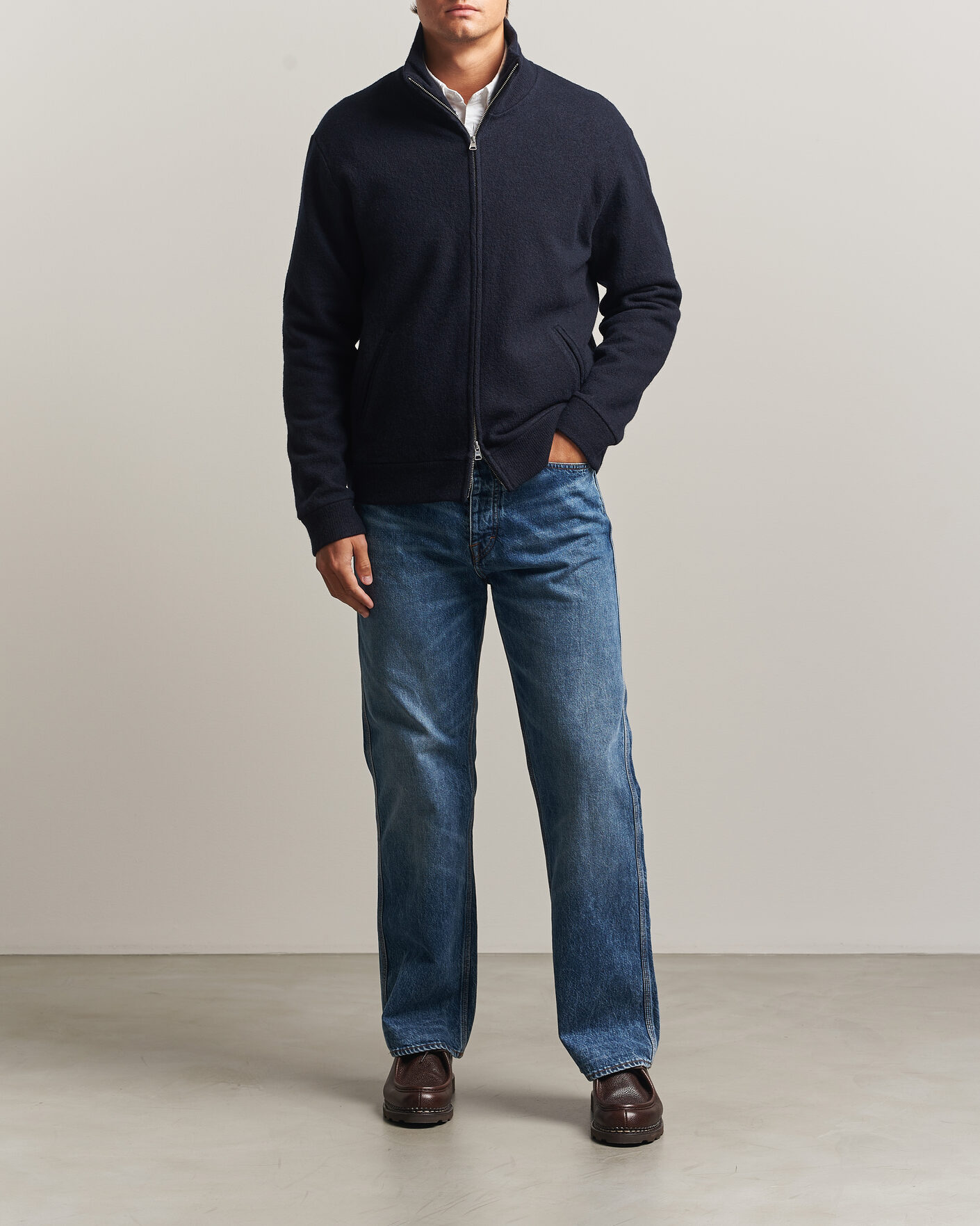 Uomini | Maglieria | NN07 | Soft Boiled Wool Full Zip Navy Blue