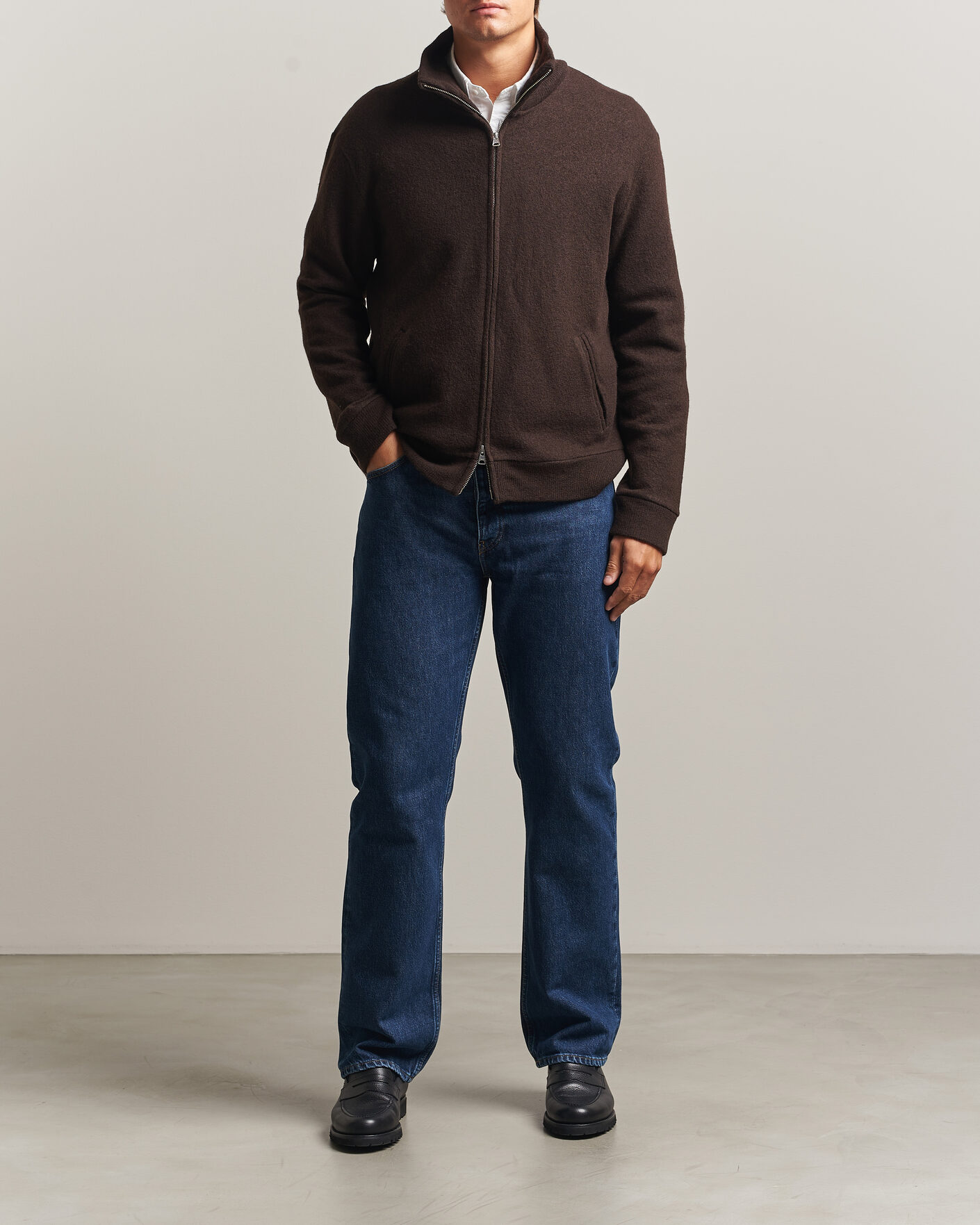Uomini | Maglieria | NN07 | Soft Boiled Wool Full Zip Deep Truffle