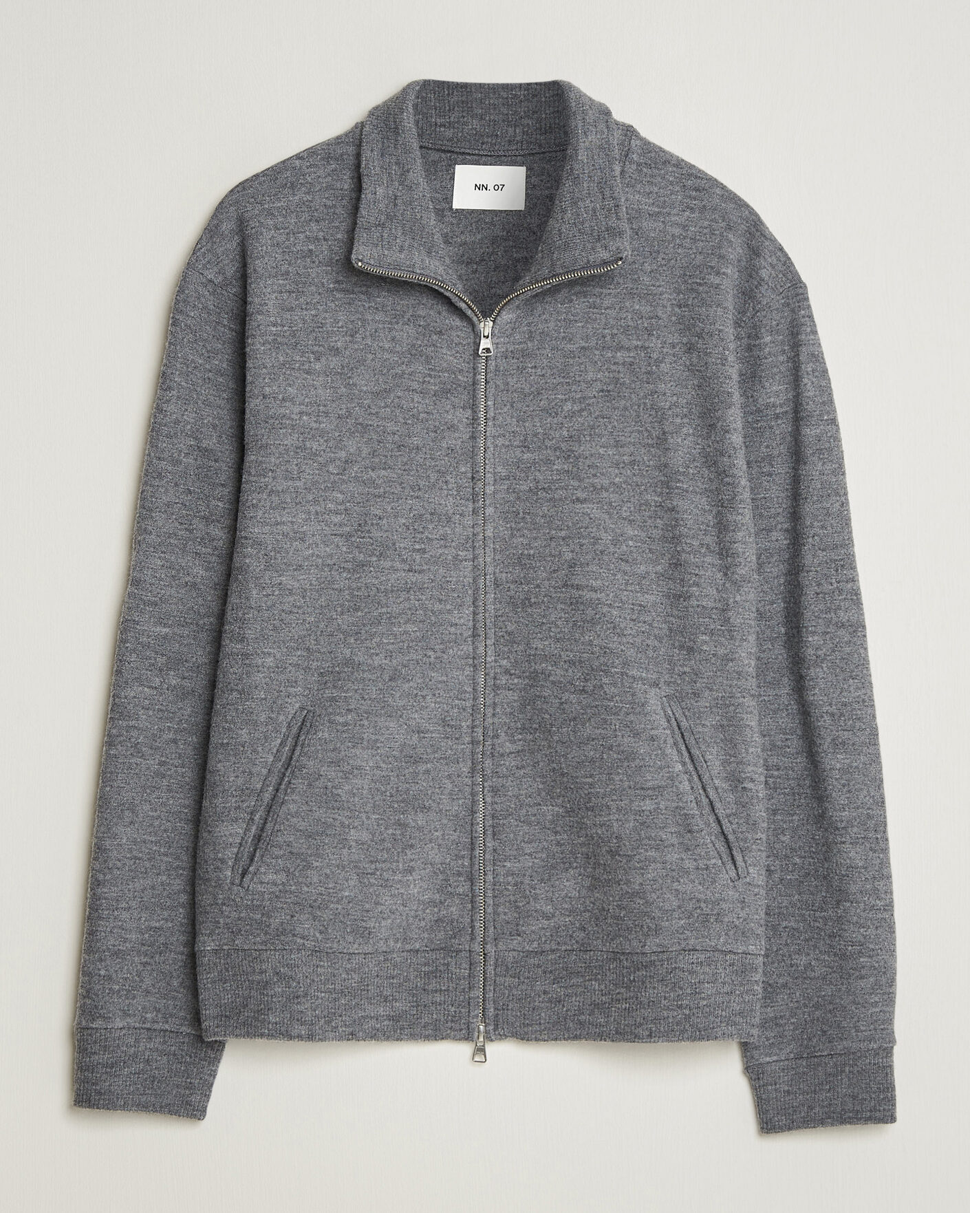 Uomini | Maglieria | NN07 | Soft Boiled Wool Full Zip Dark Grey Melange