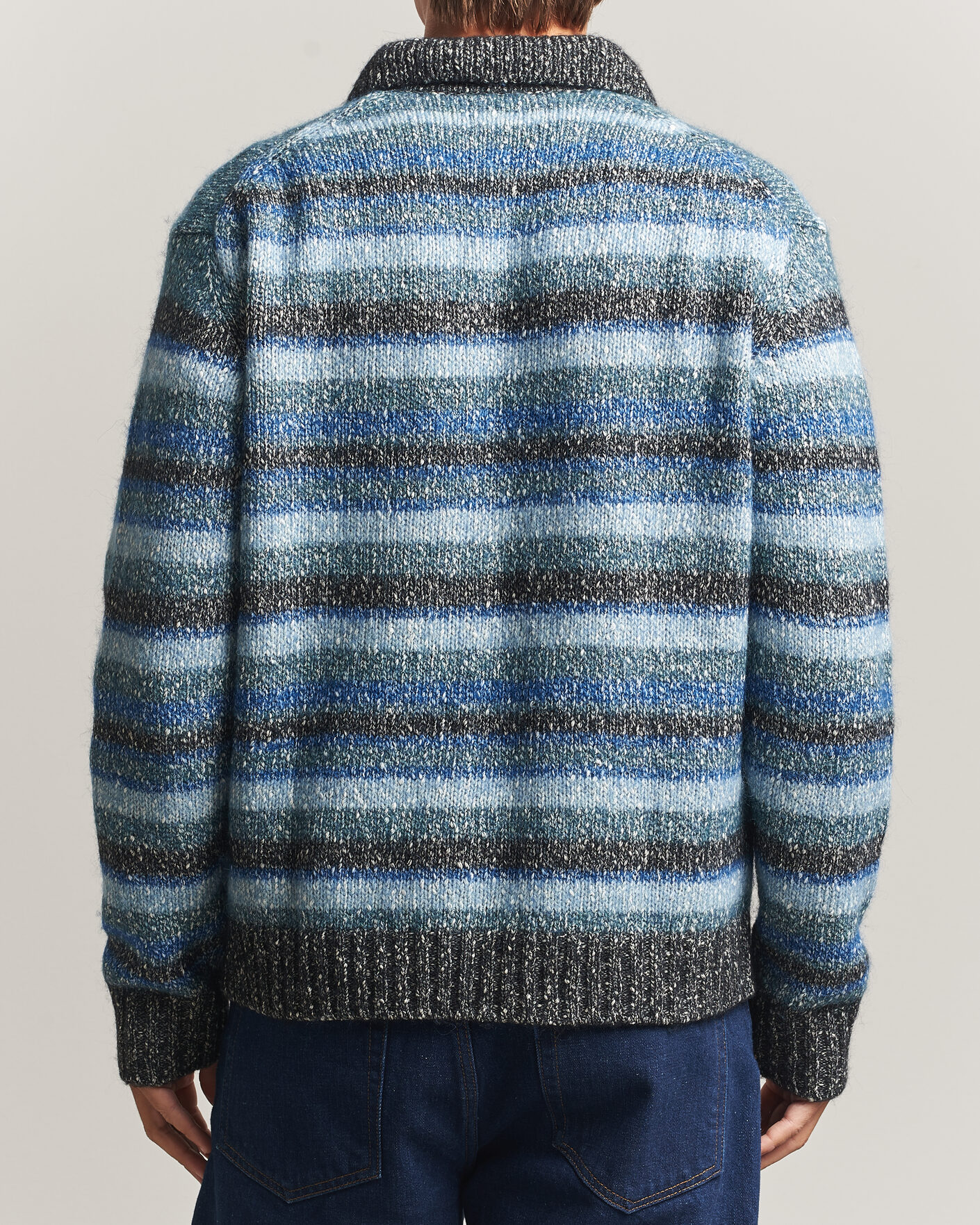 Uomini | Maglieria | NN07 | Erling Striped Knitted Polo Navy Multi