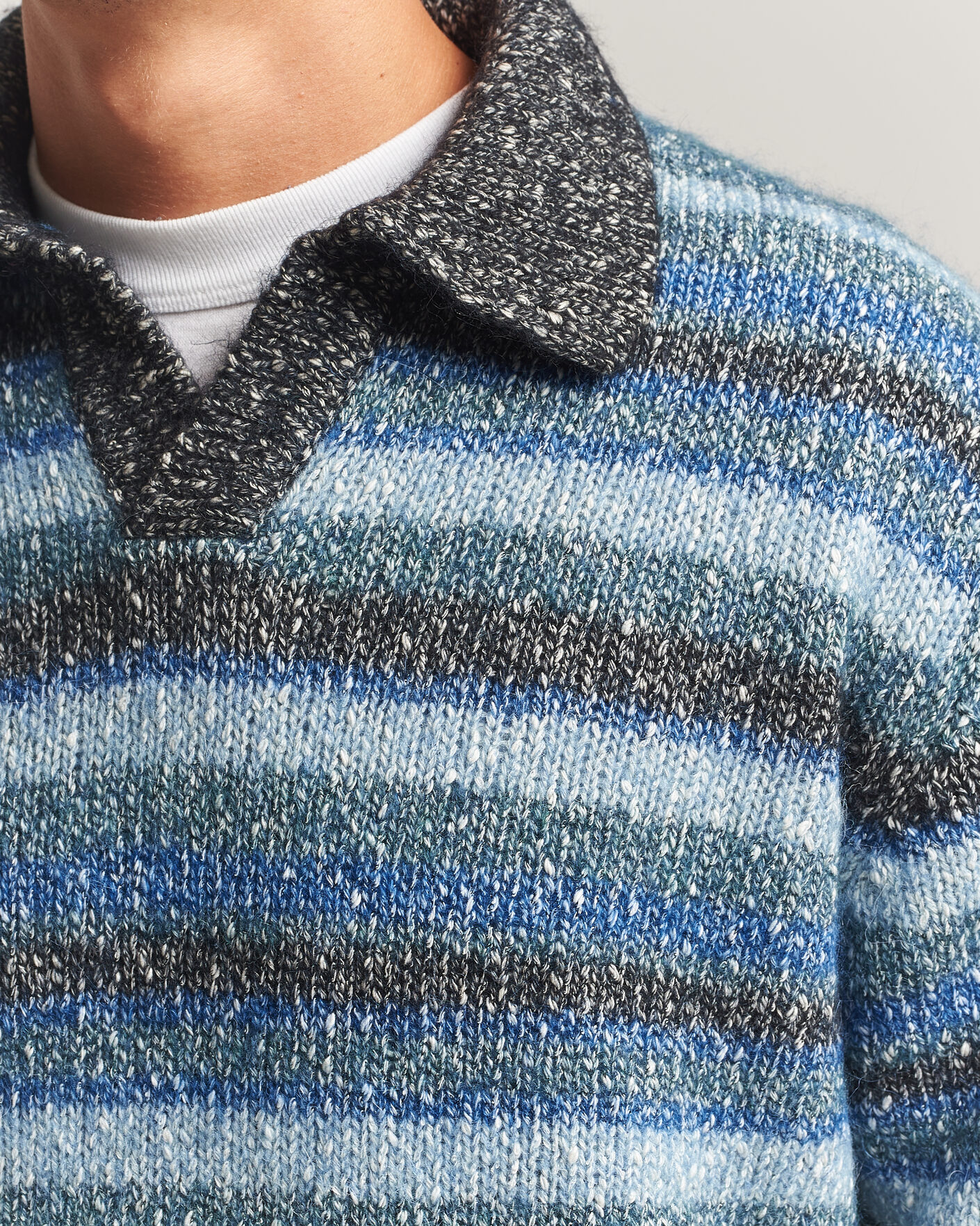 Uomini | Maglieria | NN07 | Erling Striped Knitted Polo Navy Multi