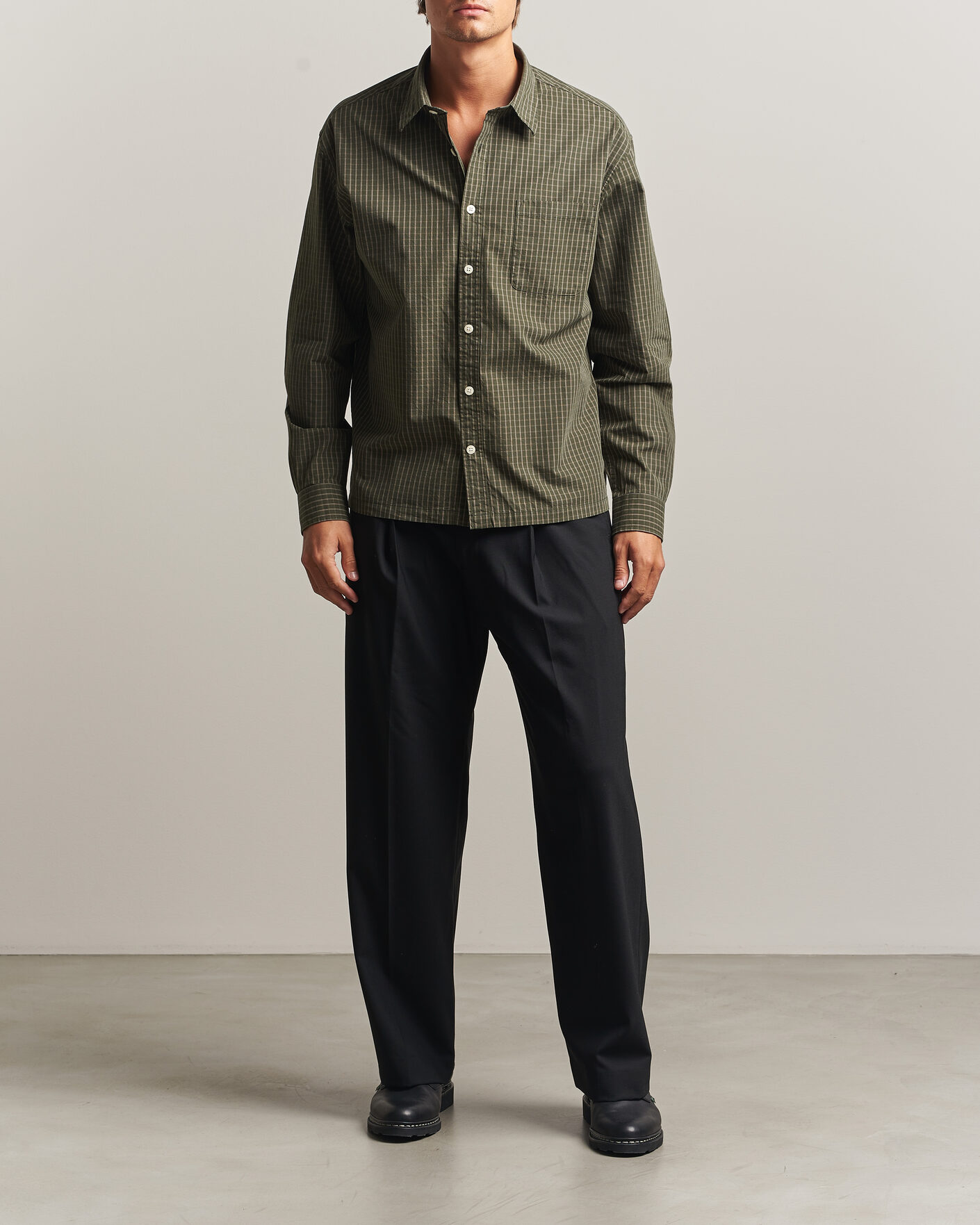 Uomini | Camicie | NN07 | Deon Peached Cotton Checked Shirt Green
