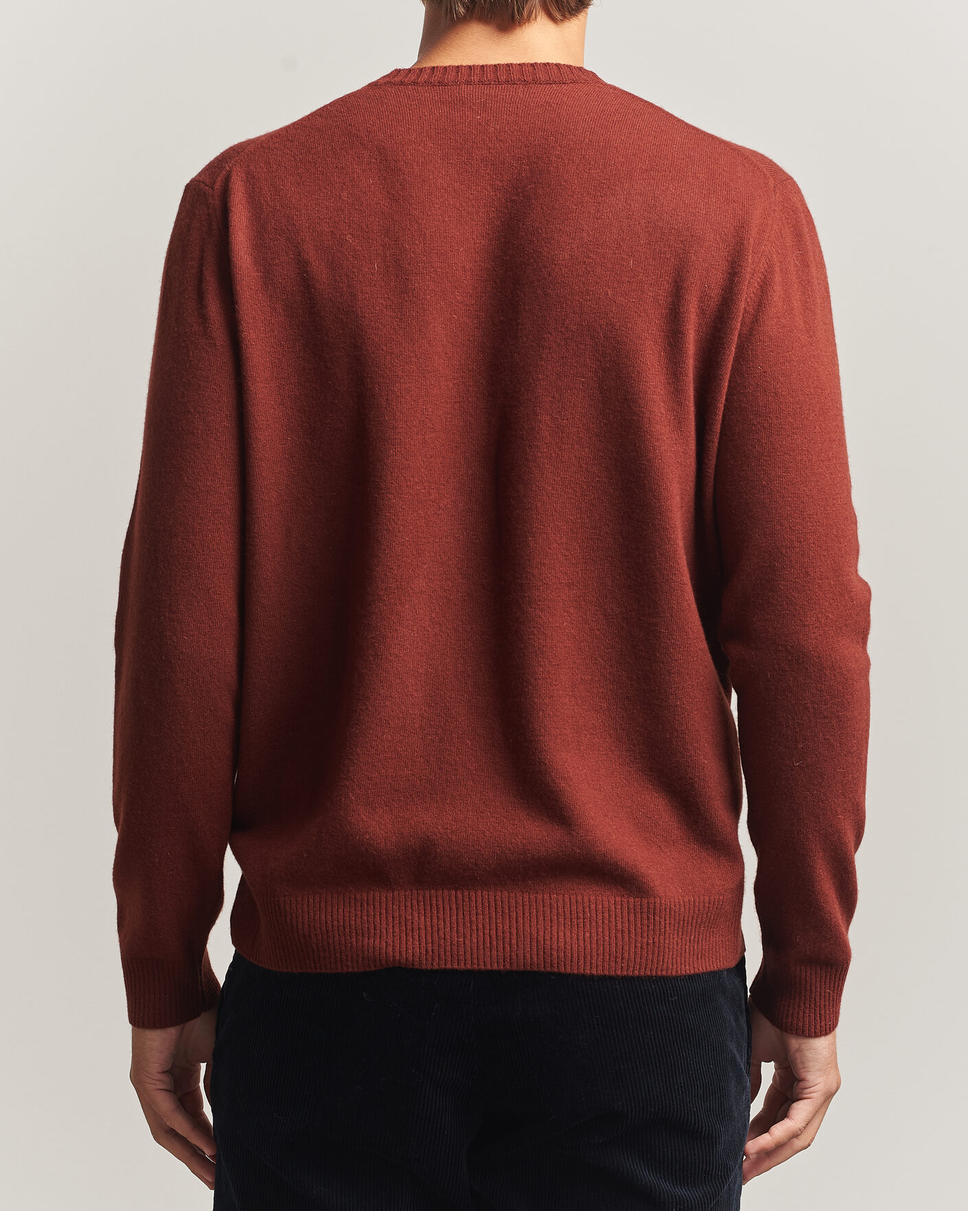 Uomini | Maglieria | Oscar Jacobson | Valter Wool/Cashmere Round Neck Orange Rust