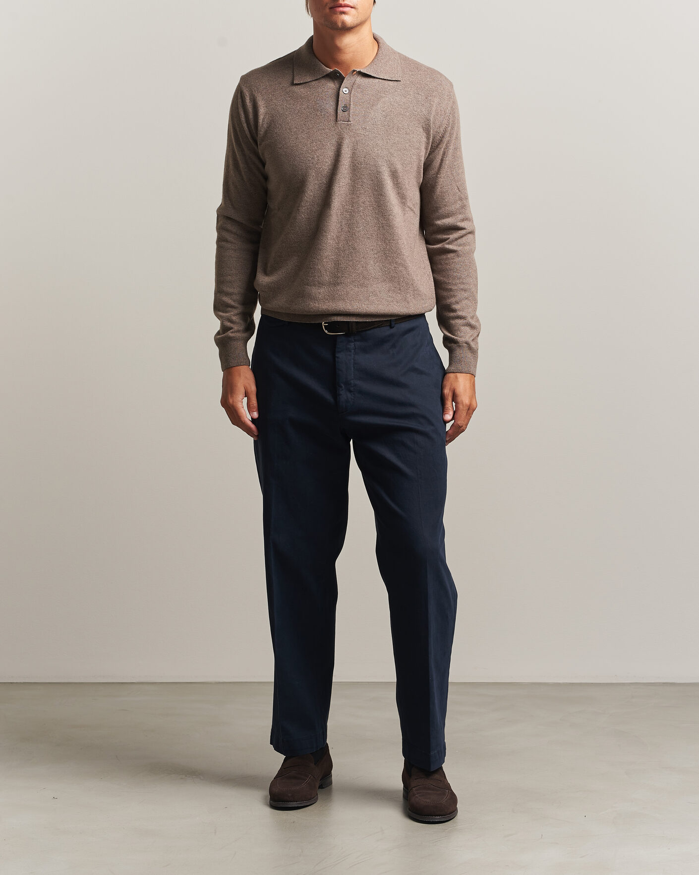 Uomini | Maglieria | Oscar Jacobson | Pepe Wool/Cashmere Polo Light Brown