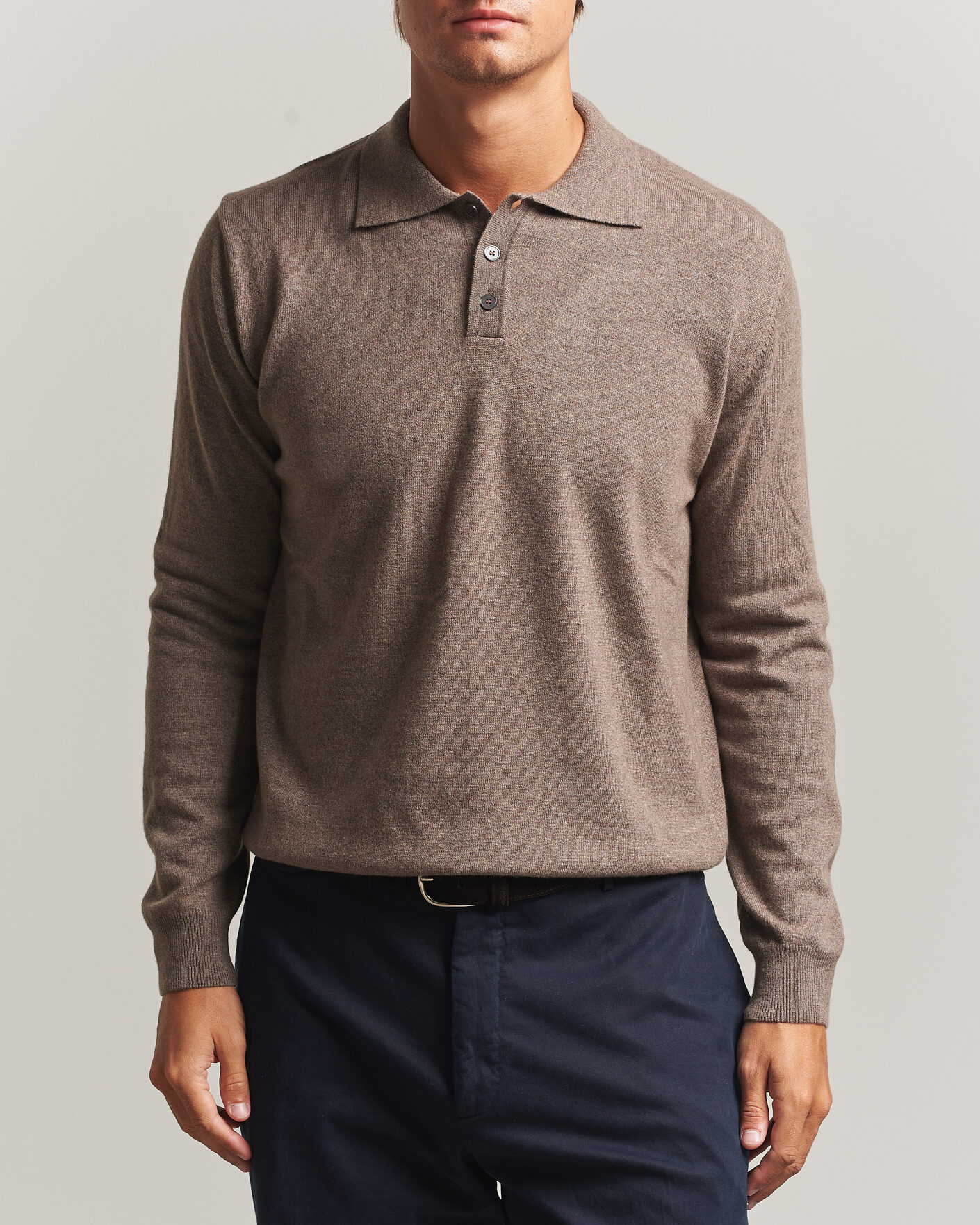 Uomini | Maglieria | Oscar Jacobson | Pepe Wool/Cashmere Polo Light Brown