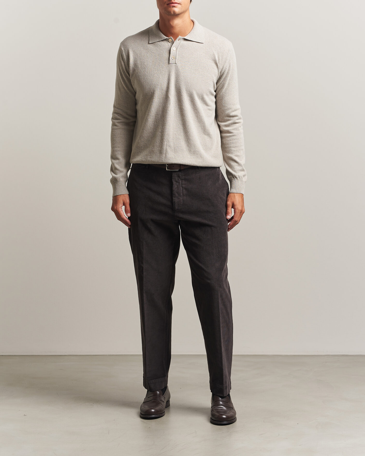 Uomini | Maglieria | Oscar Jacobson | Pepe Wool/Cashmere Polo Light Beige