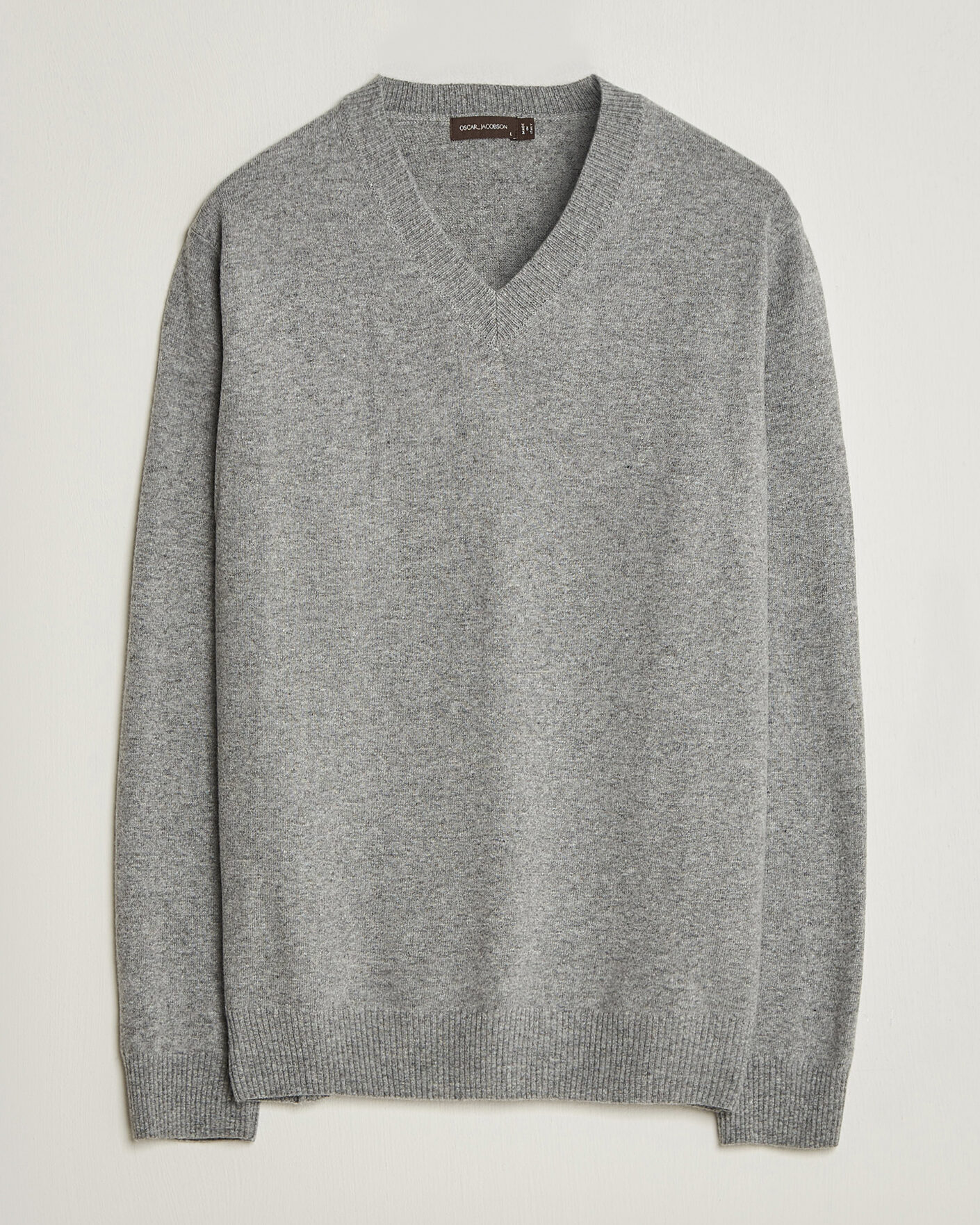 Uomini | Maglieria | Oscar Jacobson | Gregor Wool/Cashmere V-Neck Grey Melange