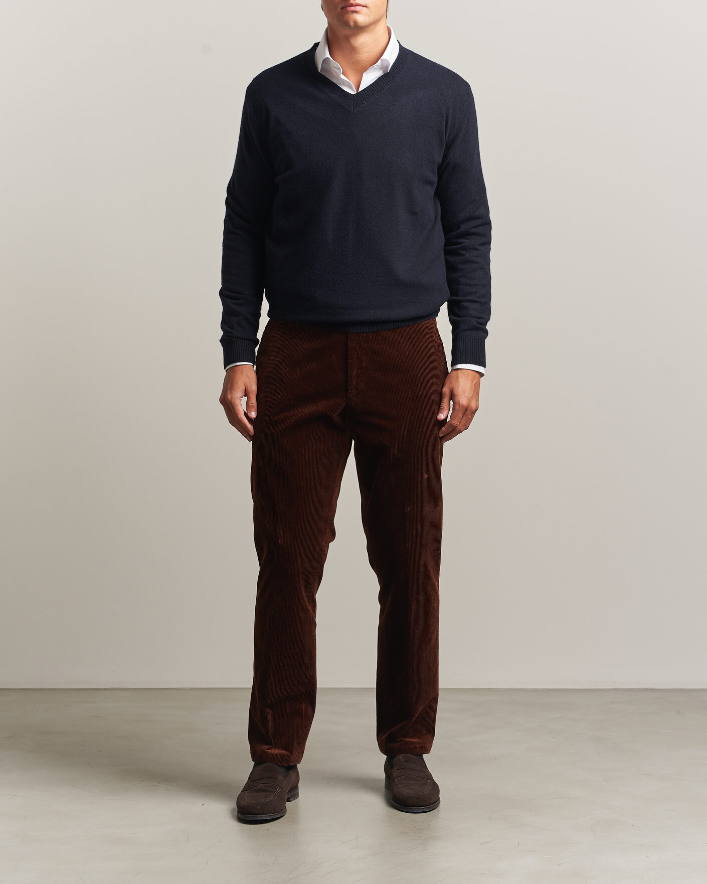 Uomini | Maglieria | Oscar Jacobson | Gregor Wool/Cashmere V-Neck Navy