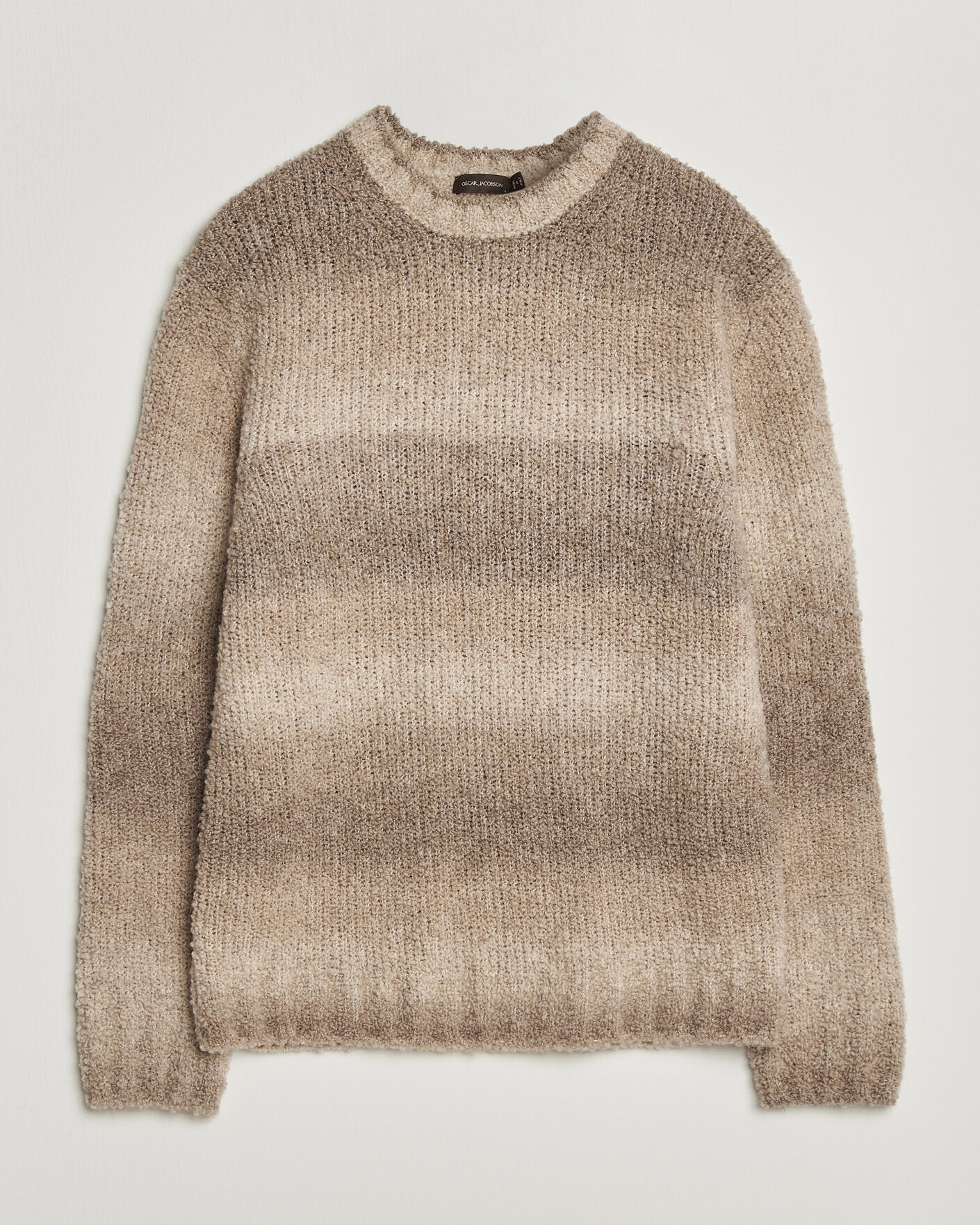 Uomini | Maglieria | Oscar Jacobson | Ronnie Heavy Knitted Wool Crewneck Beige