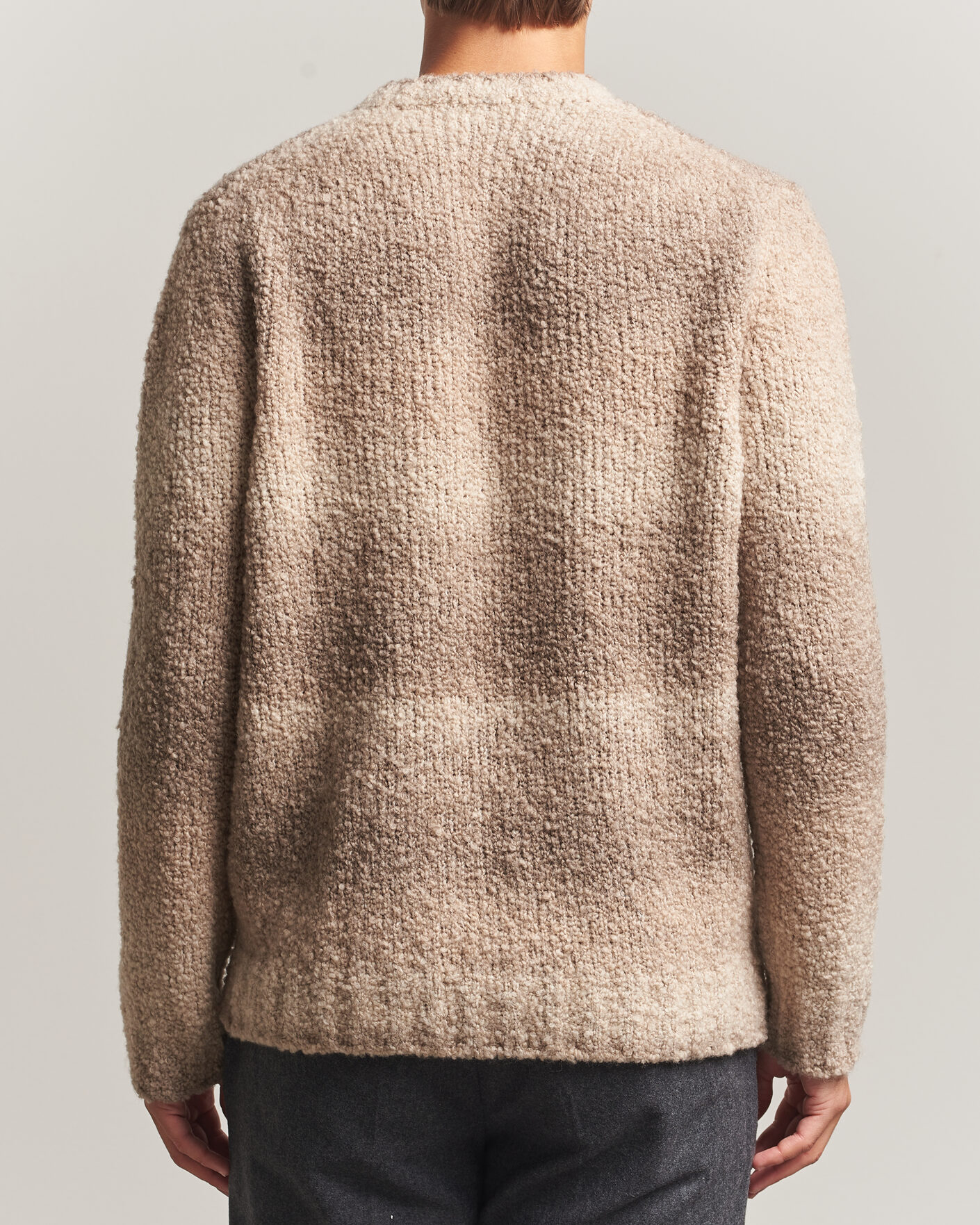 Uomini | Maglieria | Oscar Jacobson | Ronnie Heavy Knitted Wool Crewneck Beige