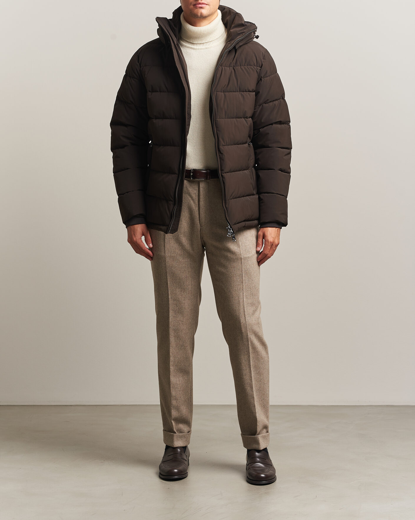 Uomini | Giacche | Oscar Jacobson | Hooded Puffer Jacket Brown