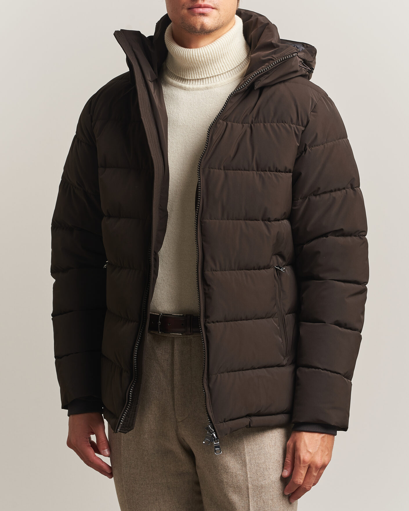 Uomini | Giacche | Oscar Jacobson | Hooded Puffer Jacket Brown