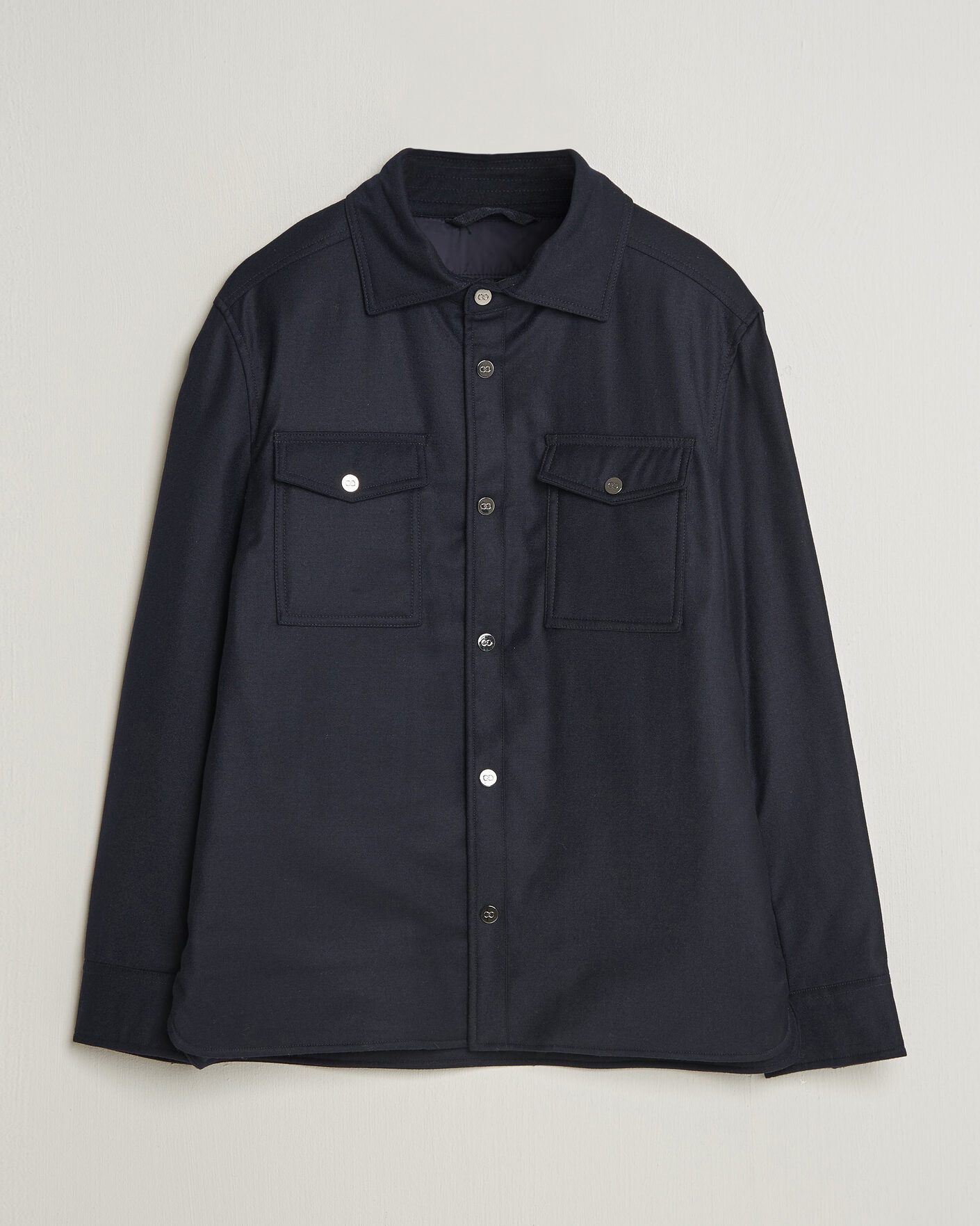 Uomini | Giacche | Oscar Jacobson | Nylon/Wool Padded Shirt Jacket Navy