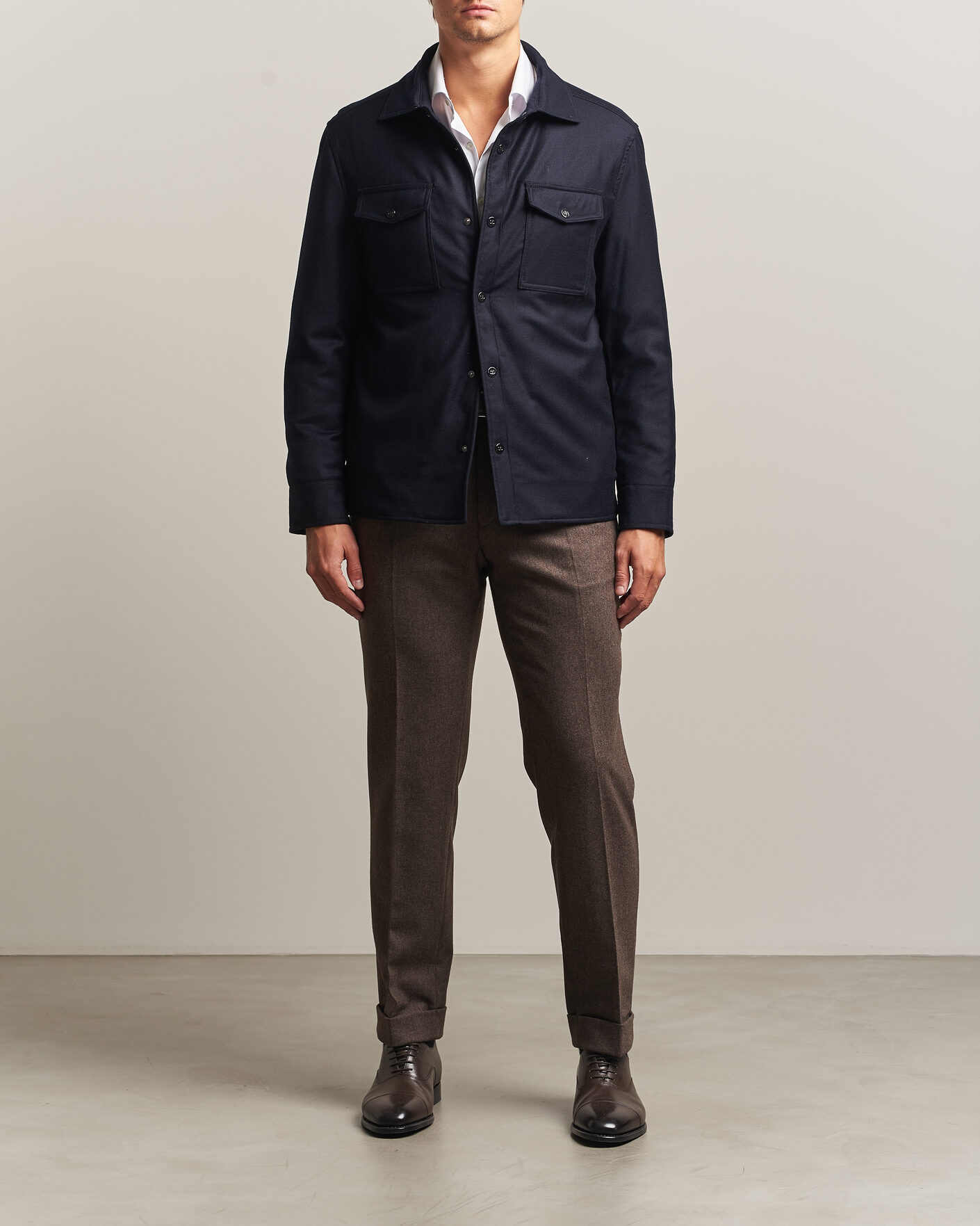 Uomini | Giacche | Oscar Jacobson | Nylon/Wool Padded Shirt Jacket Navy