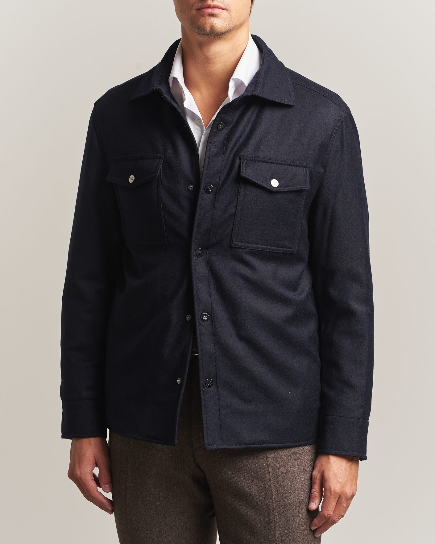 Uomini | Giacche | Oscar Jacobson | Nylon/Wool Padded Shirt Jacket Navy