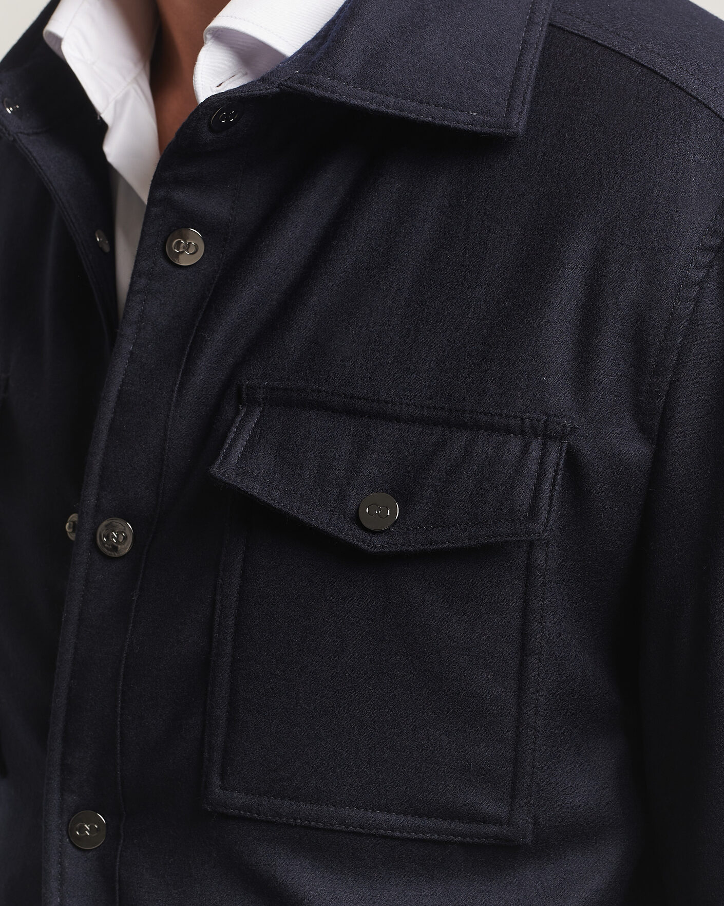 Uomini | Giacche | Oscar Jacobson | Nylon/Wool Padded Shirt Jacket Navy