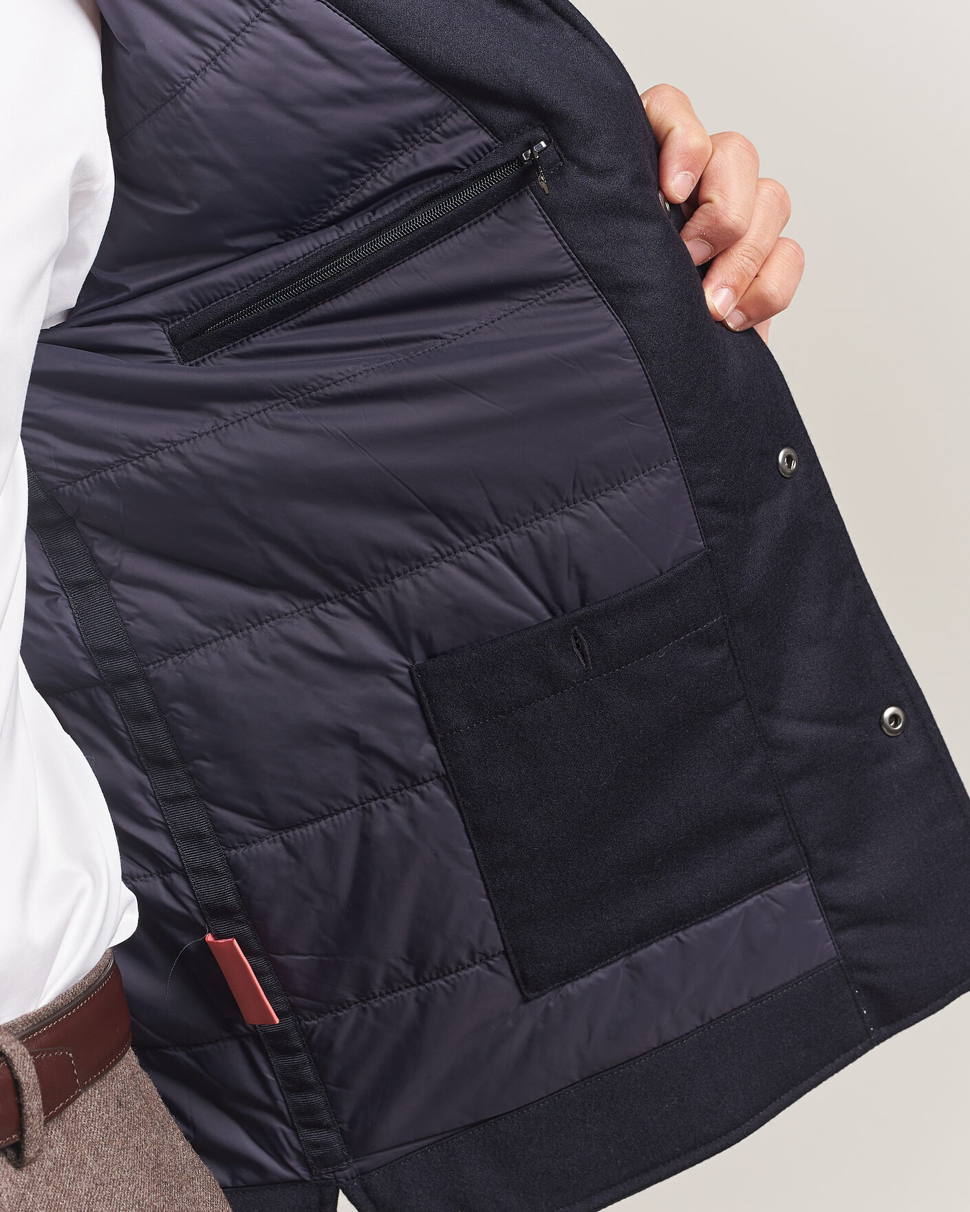 Uomini | Giacche | Oscar Jacobson | Nylon/Wool Padded Shirt Jacket Navy