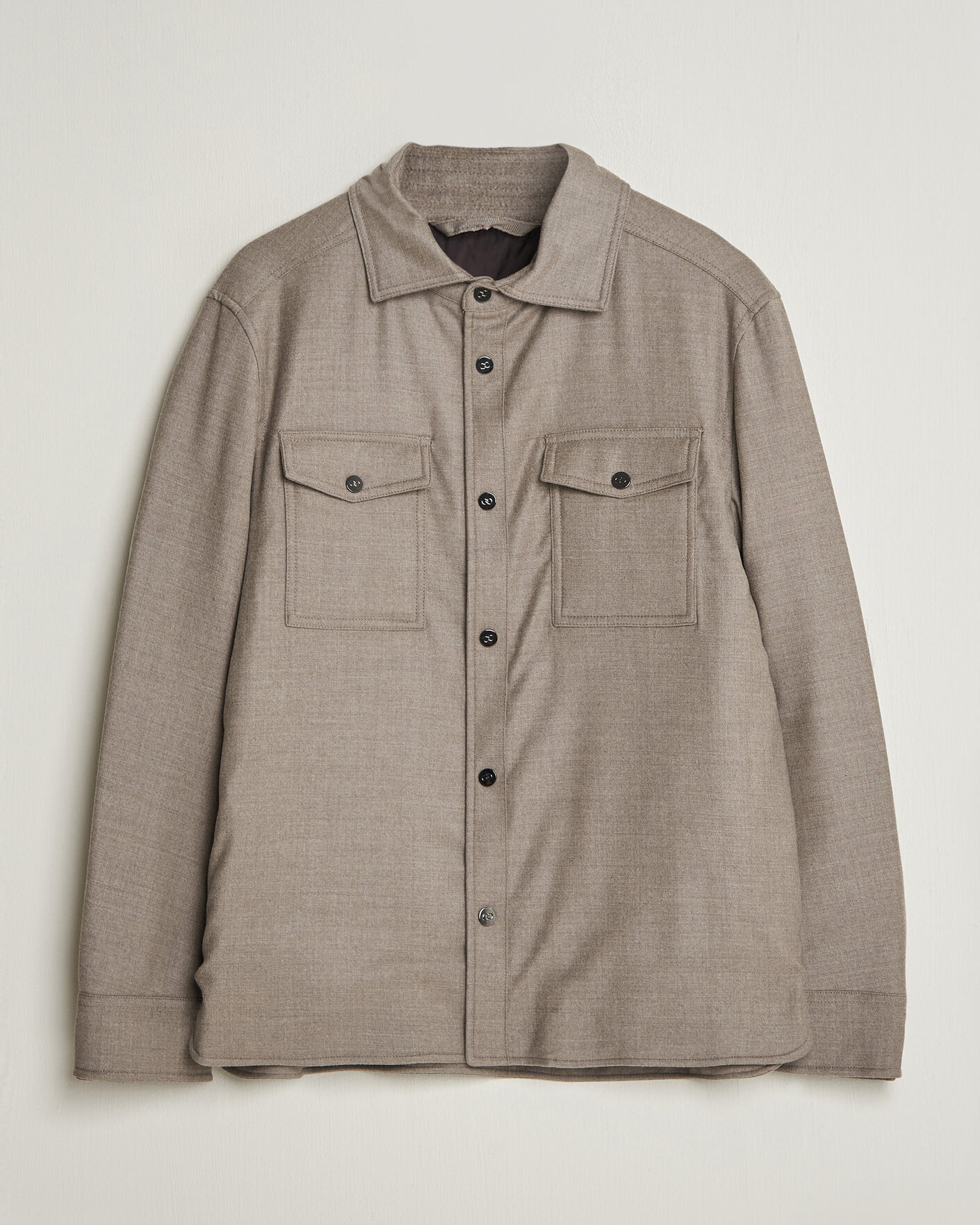 Uomini | Giacche | Oscar Jacobson | Nylon/Wool Padded Shirt Jacket Taupe