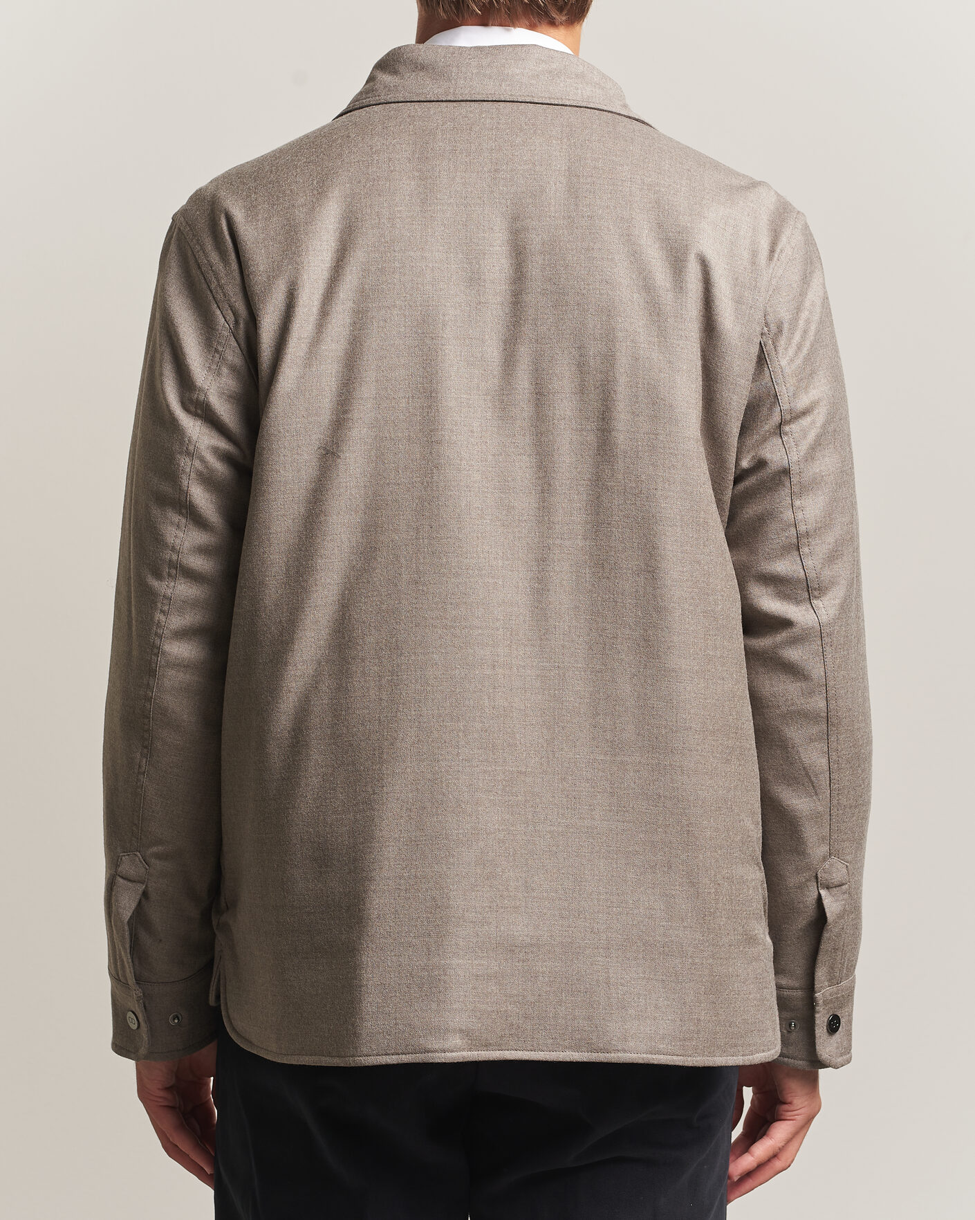 Uomini | Giacche | Oscar Jacobson | Nylon/Wool Padded Shirt Jacket Taupe