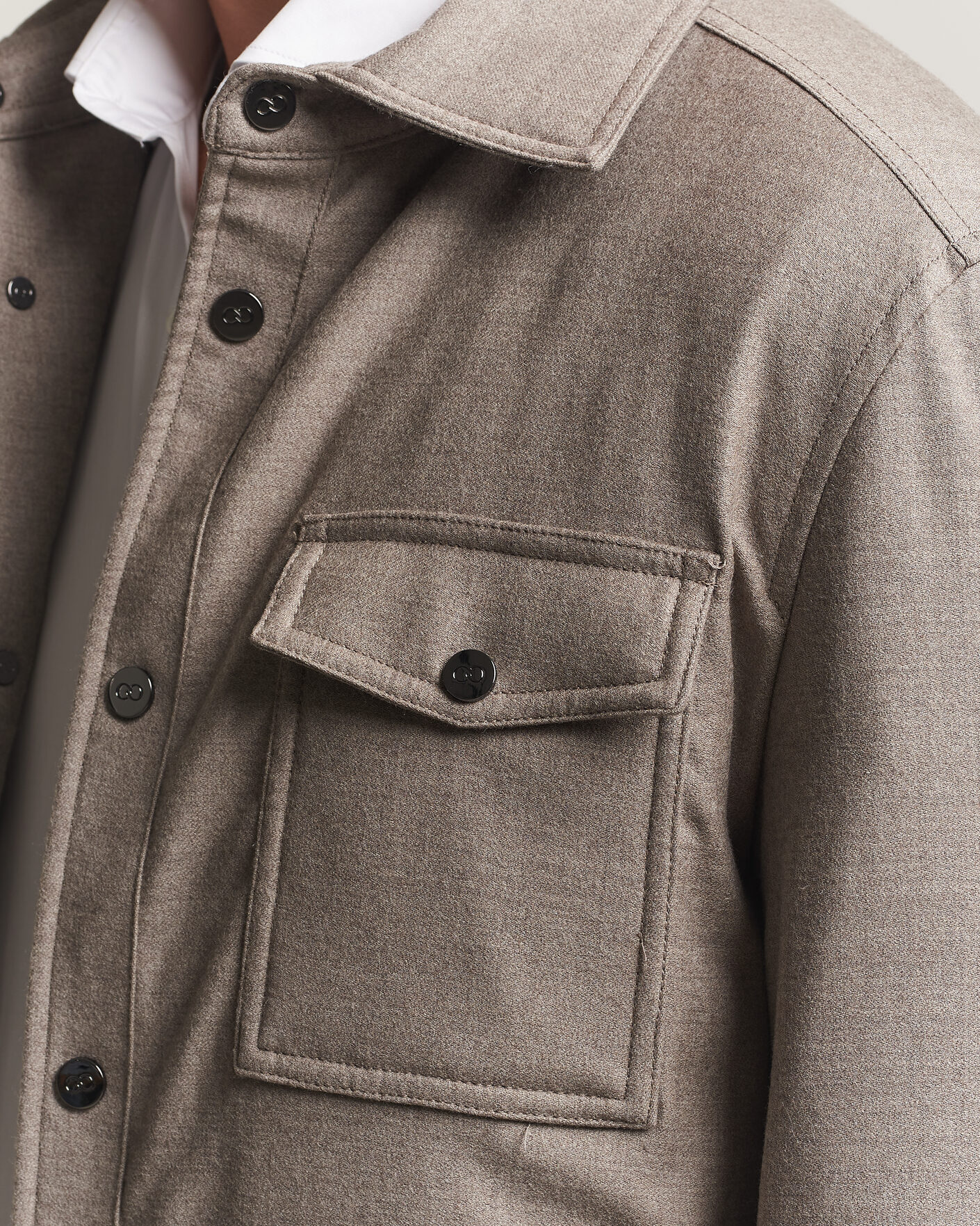 Uomini | Giacche | Oscar Jacobson | Nylon/Wool Padded Shirt Jacket Taupe