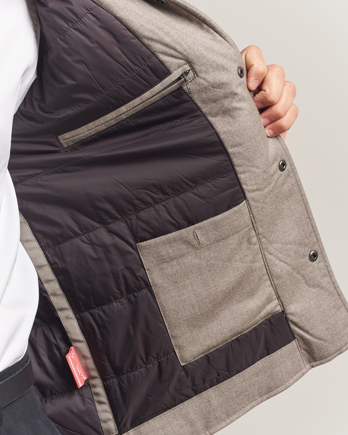 Uomini | Giacche | Oscar Jacobson | Nylon/Wool Padded Shirt Jacket Taupe