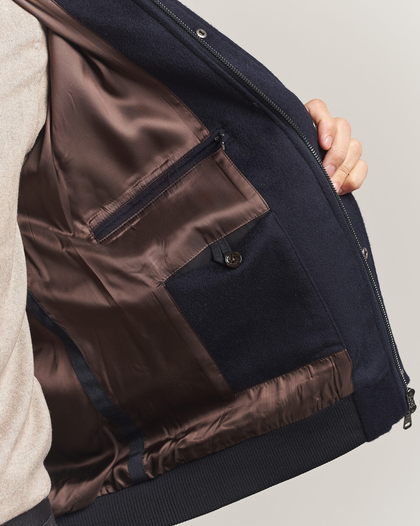 Uomini | Giacche | Oscar Jacobson | Aviator Wool Jacket Navy