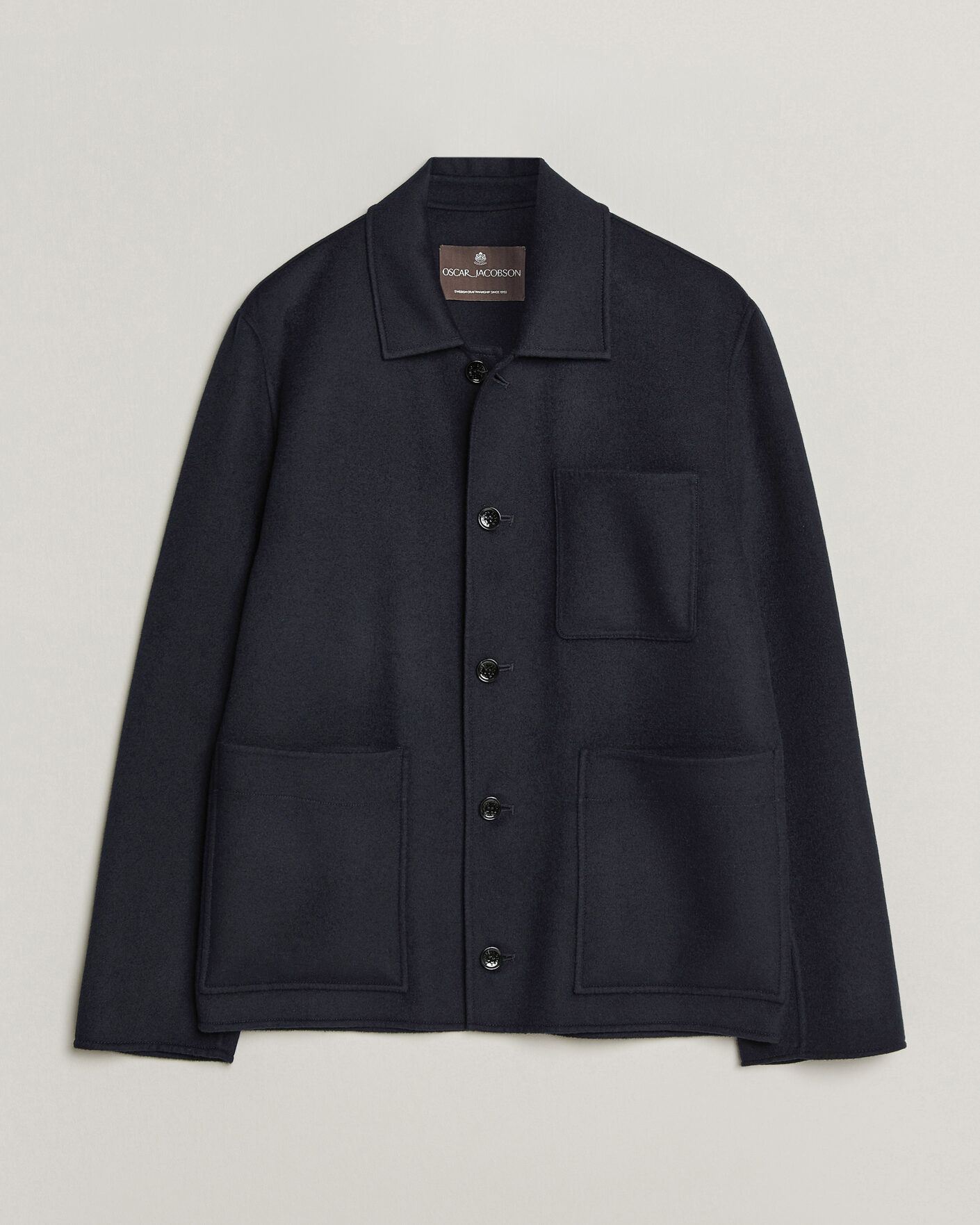 Uomini | Giacche | Oscar Jacobson | Doublé Wool Shirt Jacket Navy