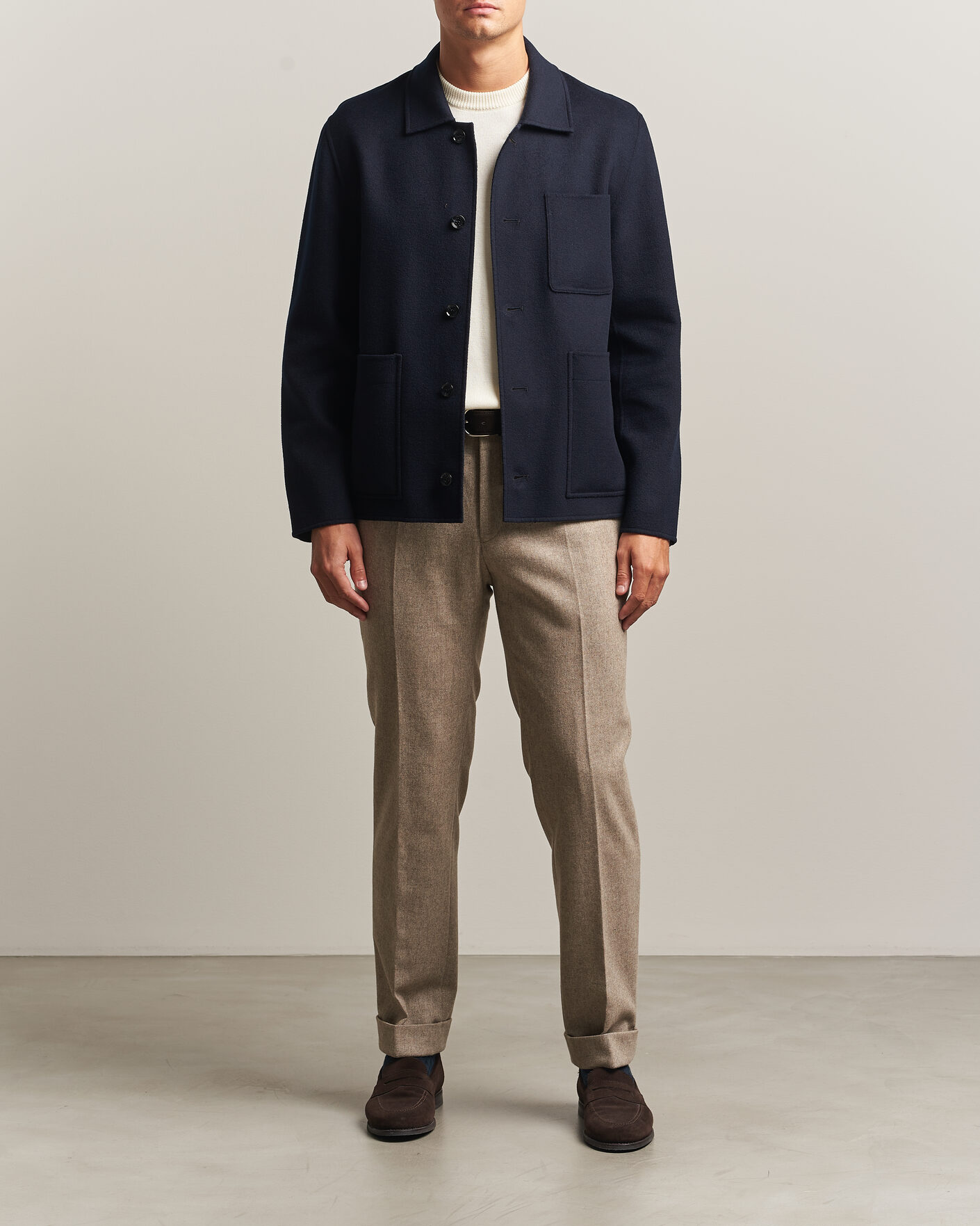 Uomini | Giacche | Oscar Jacobson | Doublé Wool Shirt Jacket Navy