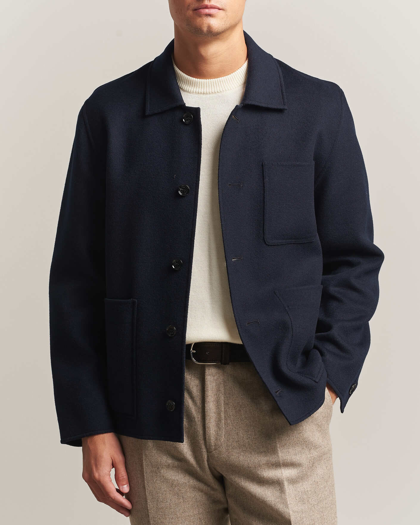 Uomini | Giacche | Oscar Jacobson | Doublé Wool Shirt Jacket Navy