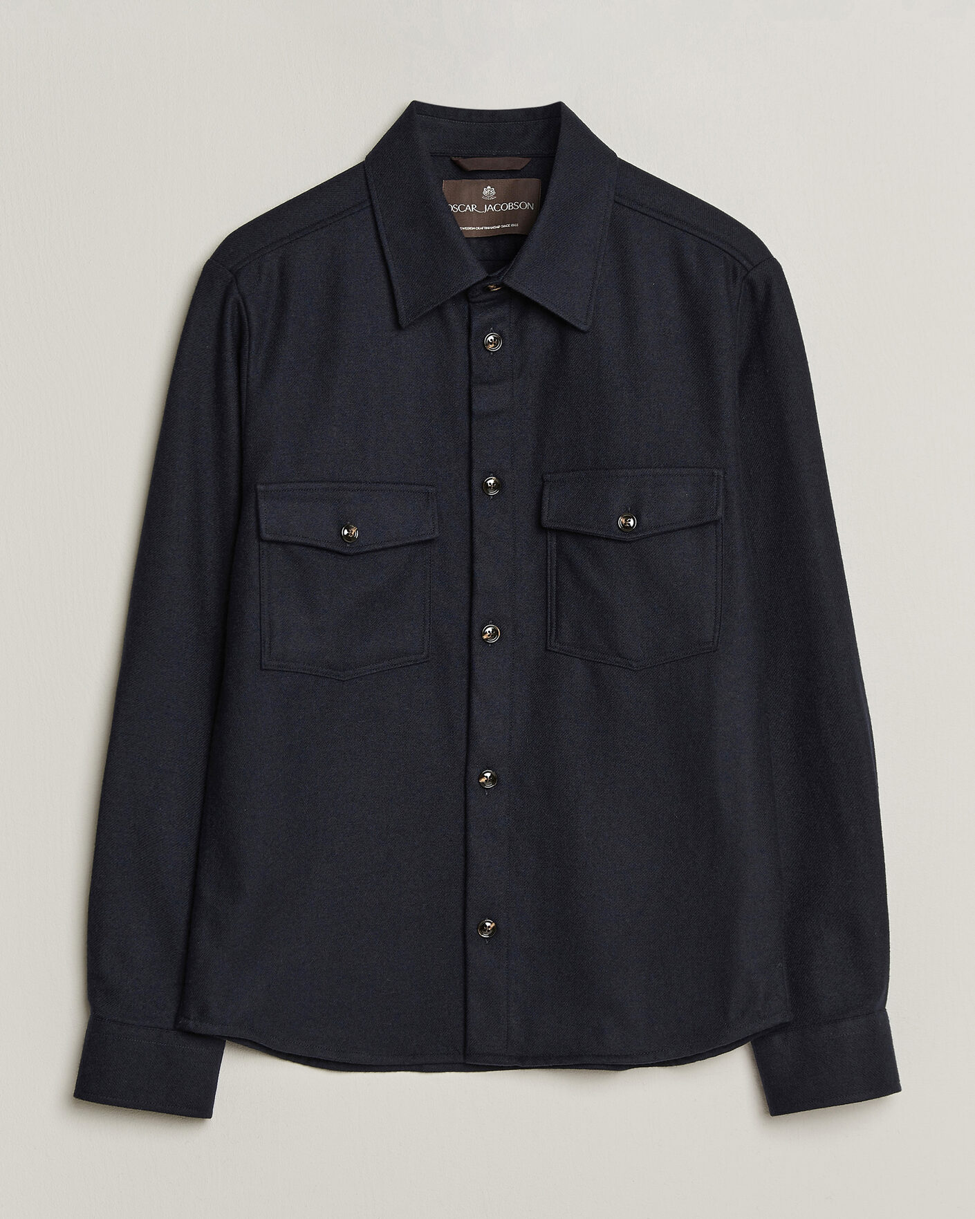 Uomini | Camicie | Oscar Jacobson | Magnus Wool Shirt Jacket Navy