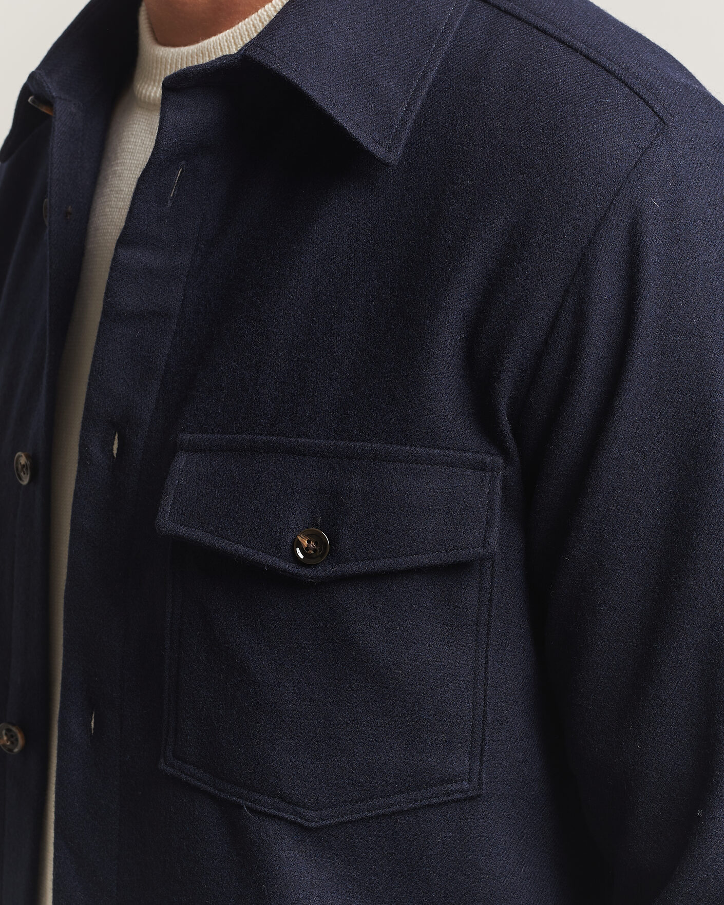 Uomini | Camicie | Oscar Jacobson | Magnus Wool Shirt Jacket Navy