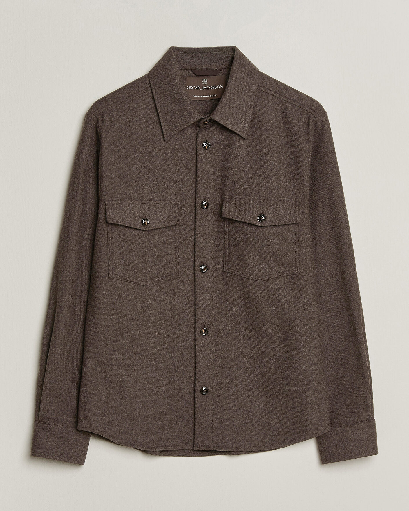 Uomini | Camicie | Oscar Jacobson | Magnus Wool Shirt Jacket Brown