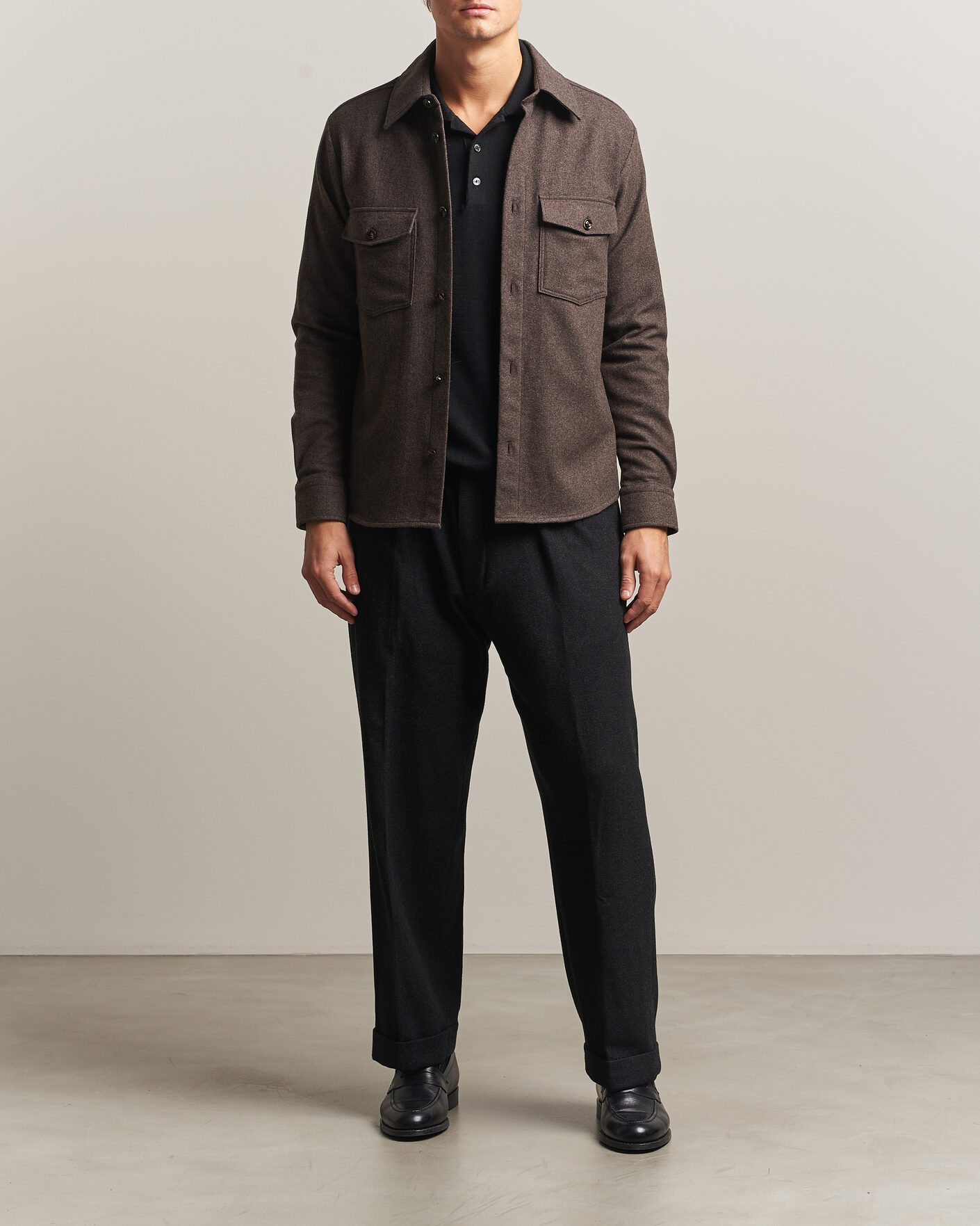 Uomini | Camicie | Oscar Jacobson | Magnus Wool Shirt Jacket Brown