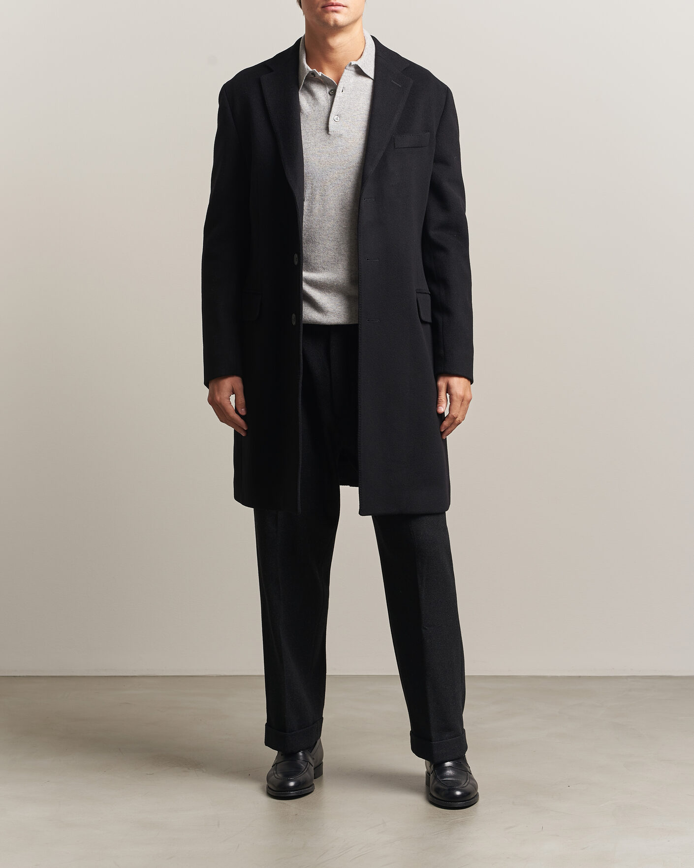 Uomini | Giacche | Oscar Jacobson | Sergio Wool Coat Black