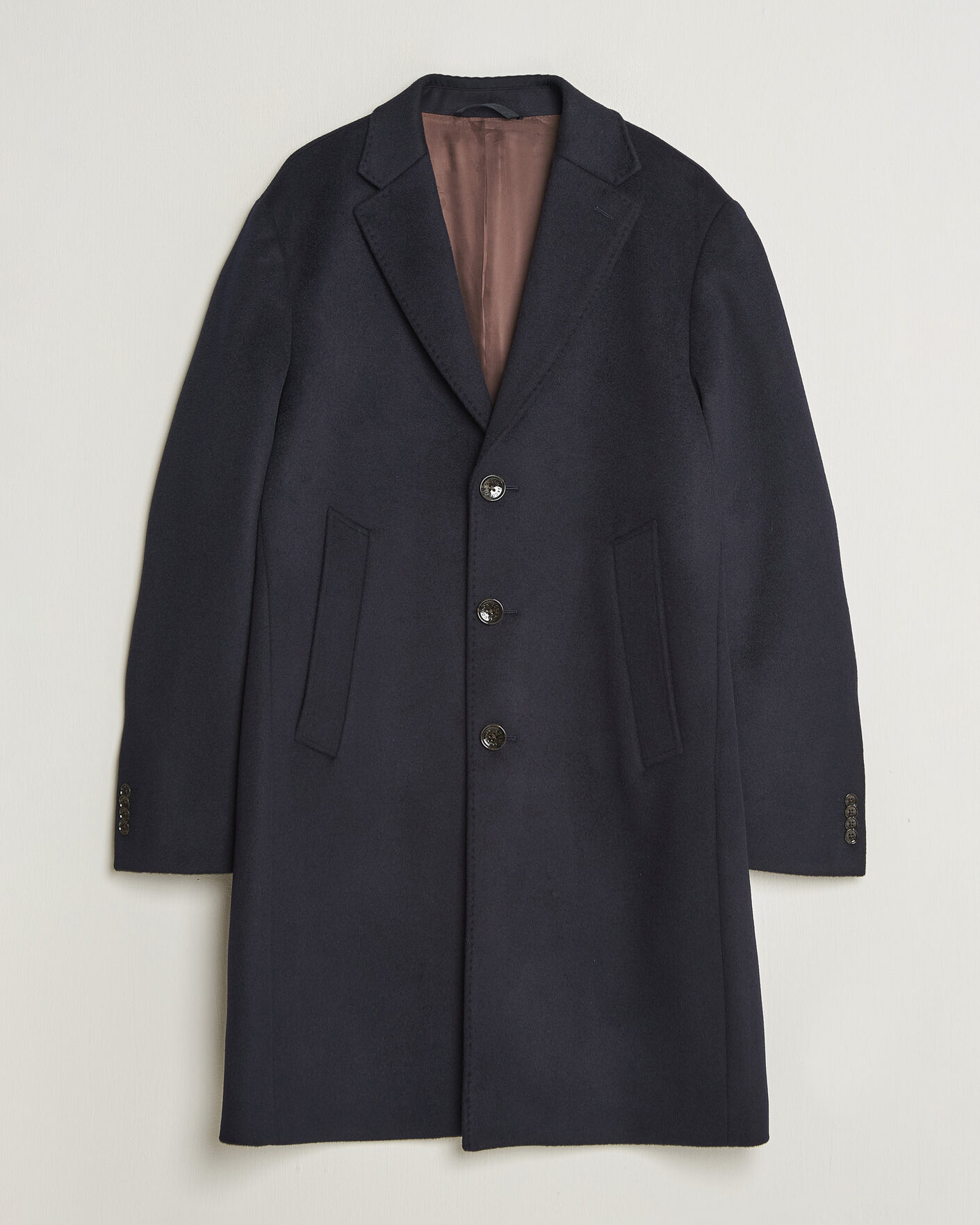 Uomini | Giacche | Oscar Jacobson | Single Breasted Wool Coat Navy
