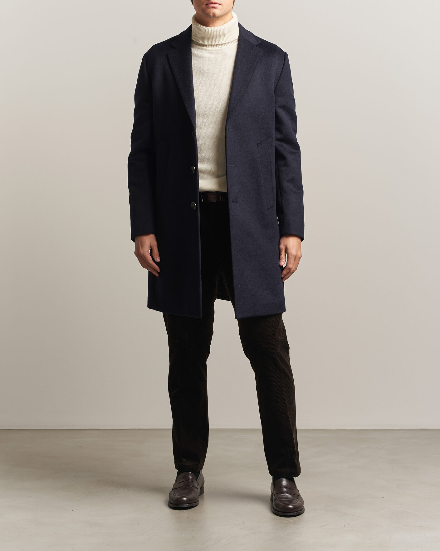 Uomini | Giacche | Oscar Jacobson | Single Breasted Wool Coat Navy