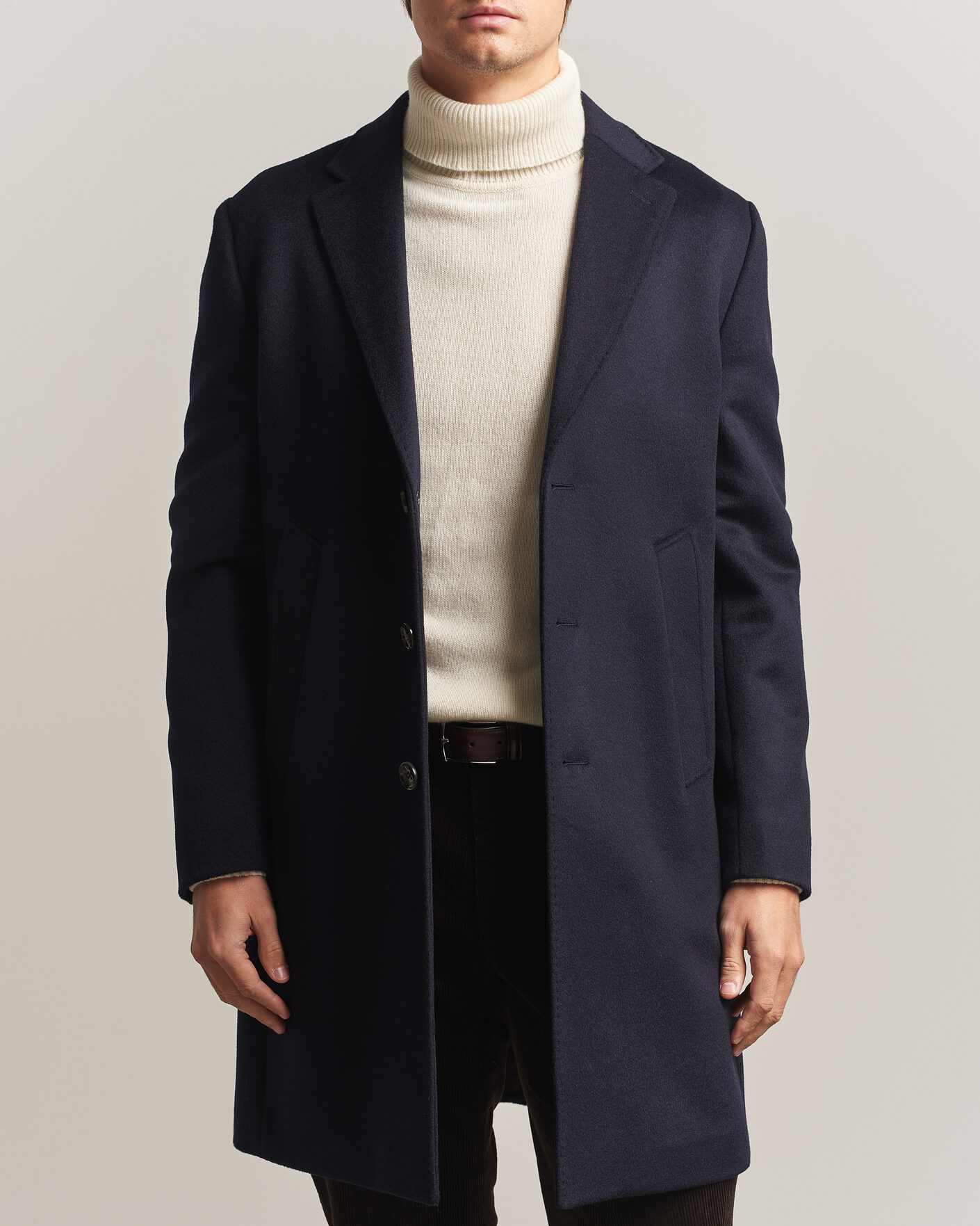 Uomini | Giacche | Oscar Jacobson | Single Breasted Wool Coat Navy