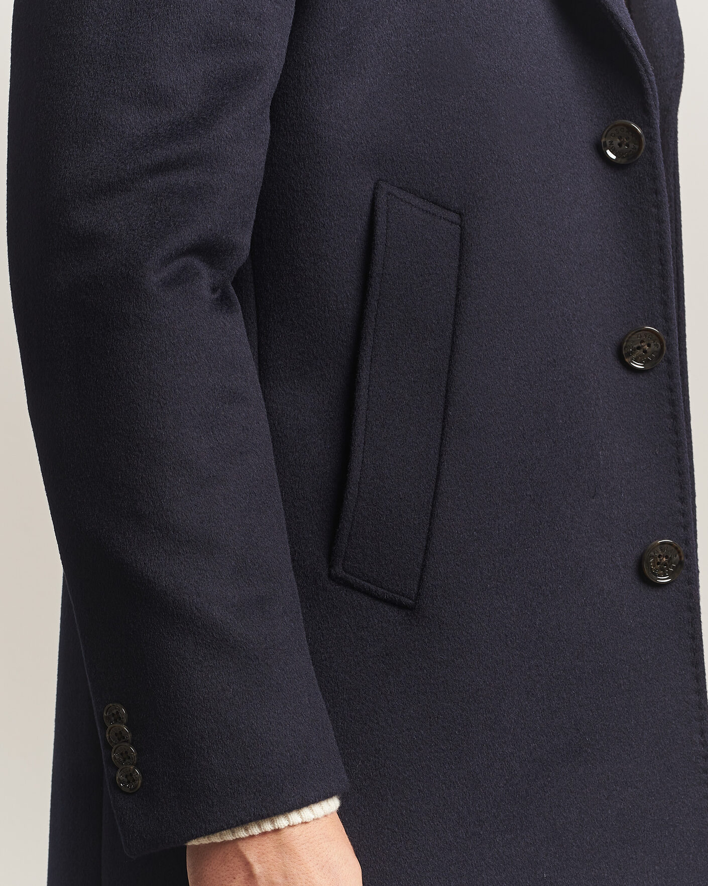 Uomini | Giacche | Oscar Jacobson | Single Breasted Wool Coat Navy