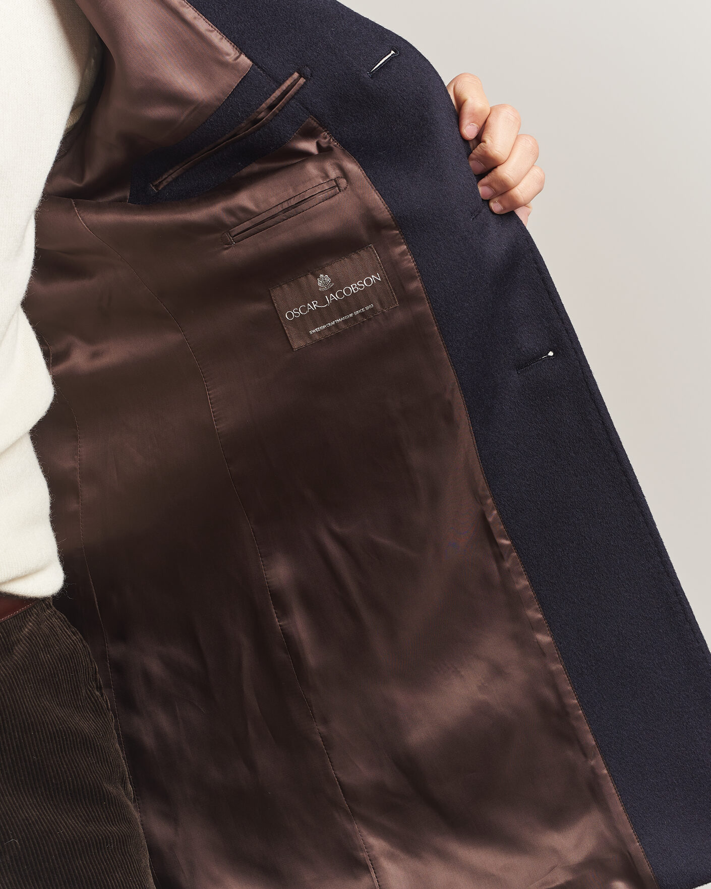 Uomini | Giacche | Oscar Jacobson | Single Breasted Wool Coat Navy