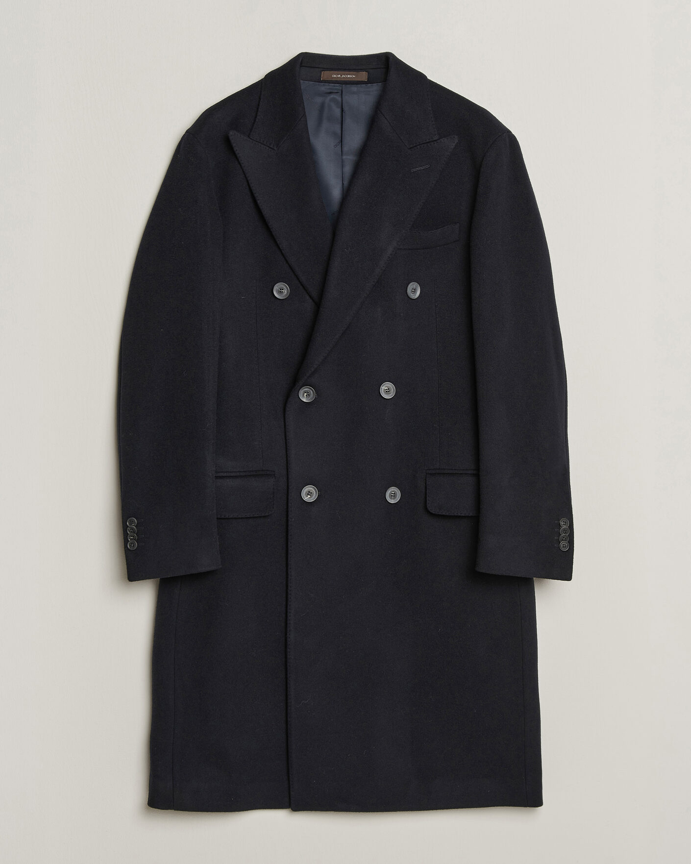 Uomini | Giacche | Oscar Jacobson | Sicily Double Breasted Wool Coat Navy